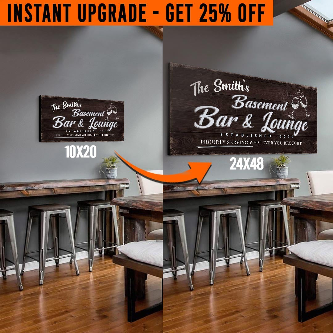 Upgrade Your 'Basement Bar and Lounge' Style 3 Canvas To 24x48 Inches on sale at MyriadMart