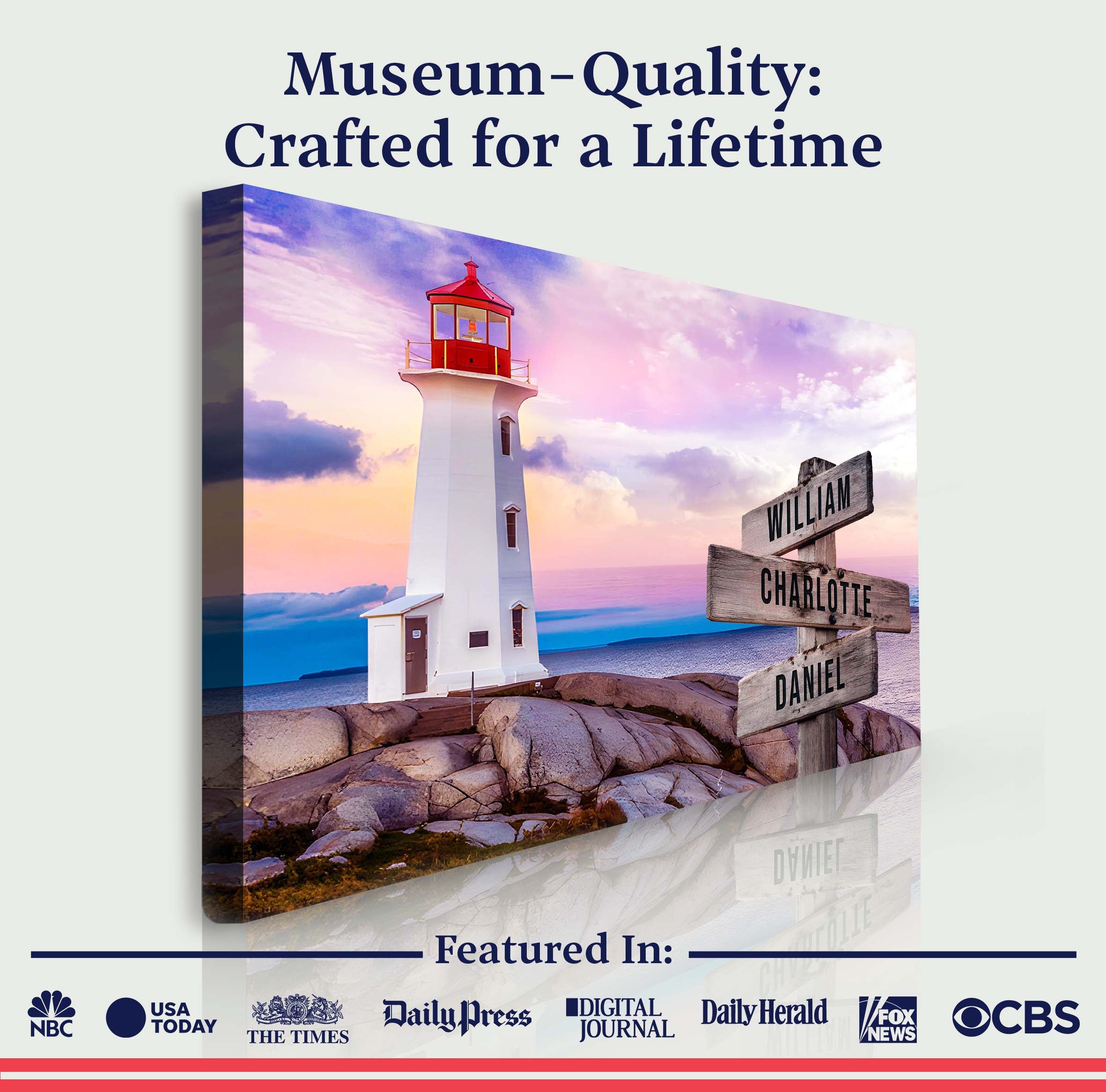 Lighthouse Family Names Sign on sale at MyriadMart