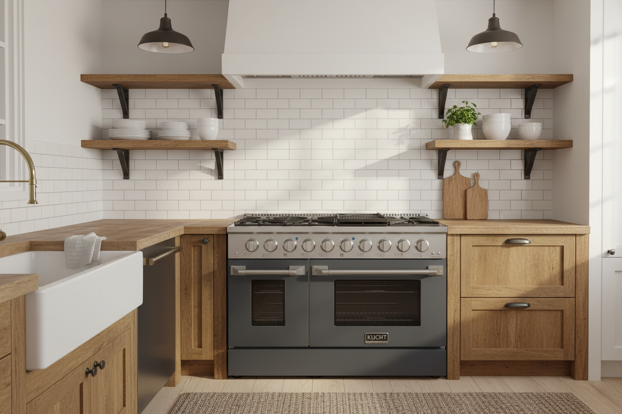 Kucht 48" Propane Range in Stainless Steel, Grey Doors, KNG481/LP-GR on sale at MyriadMart