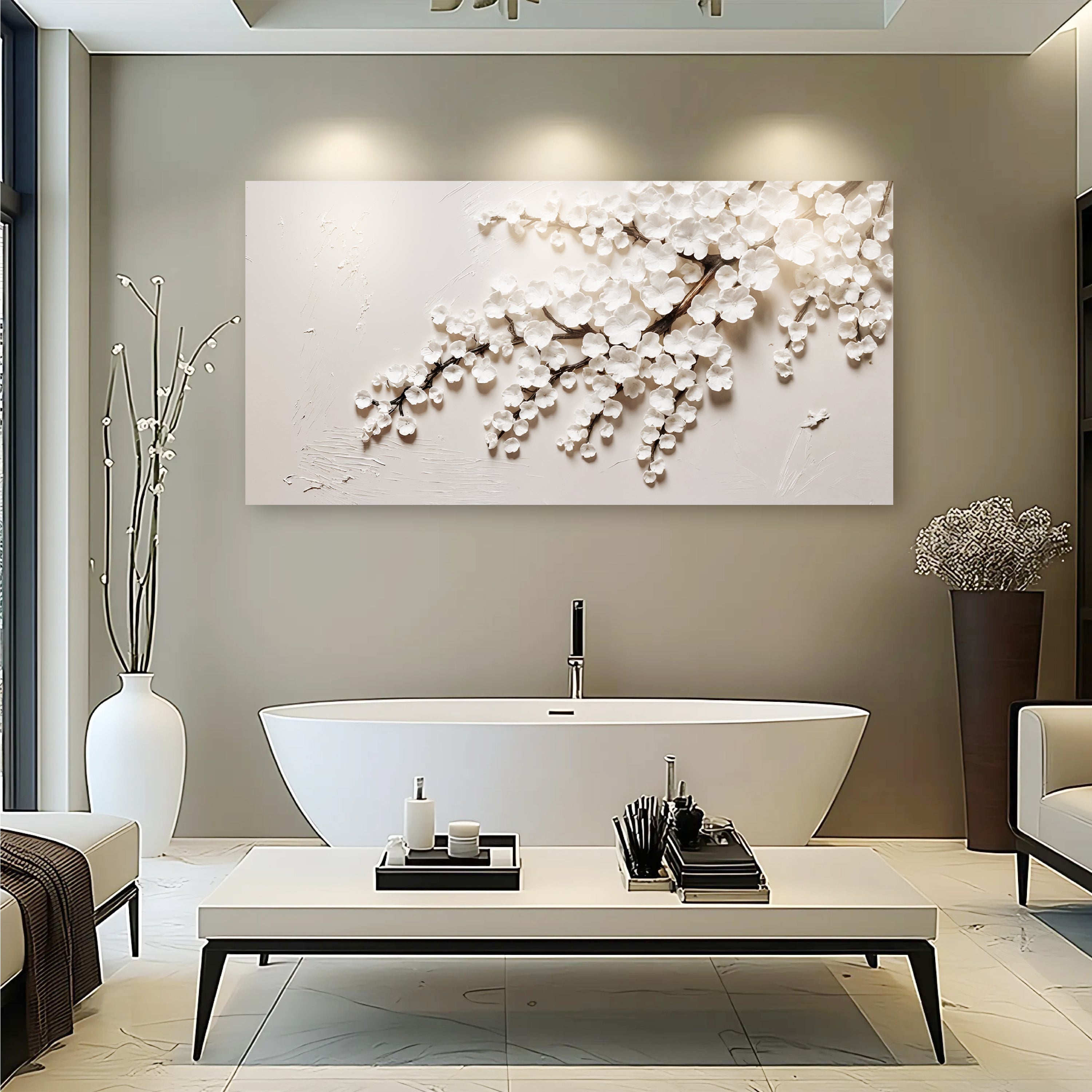 White Cherry Blossom Wall Art on sale at MyriadMart