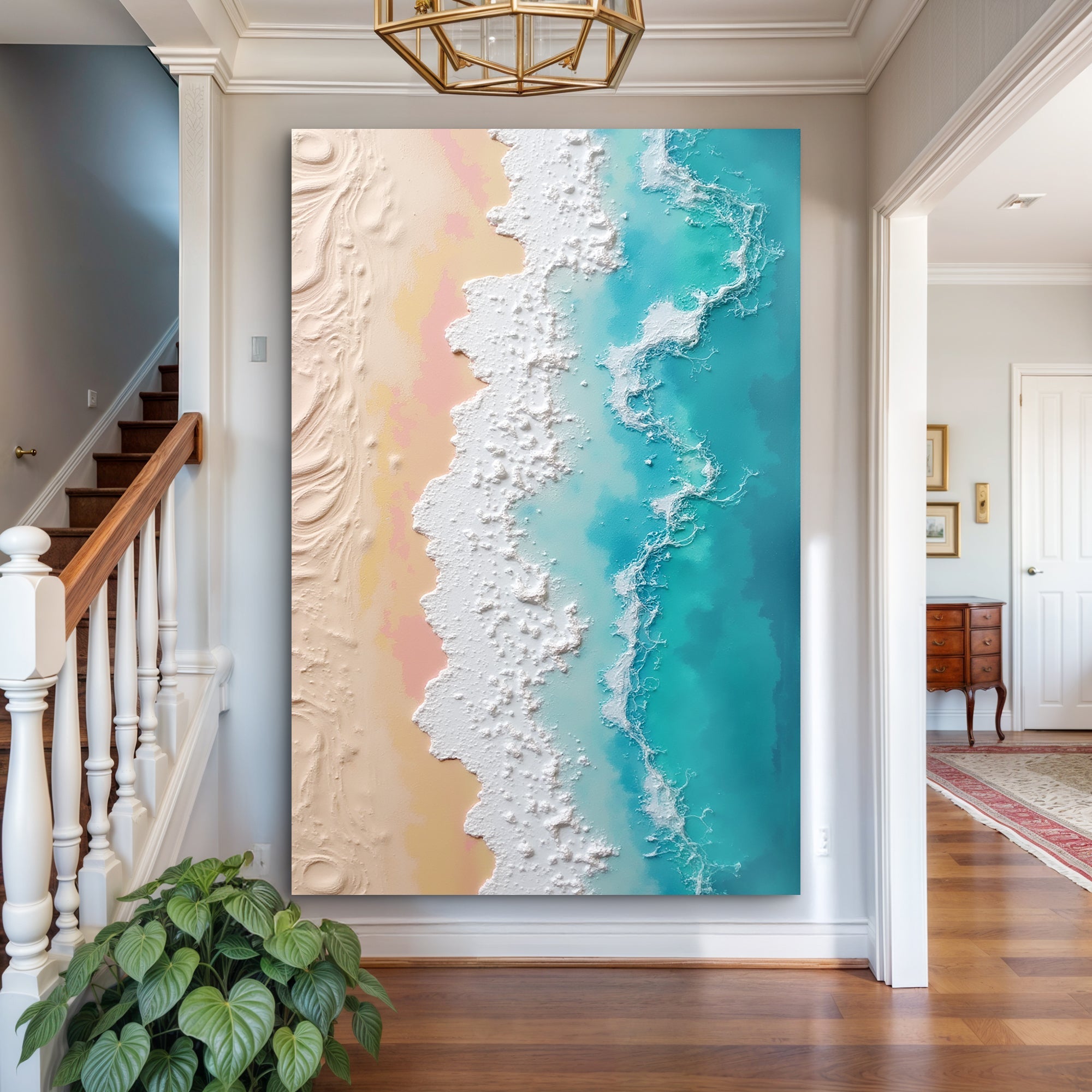 3D Minimalist Pink and Blue Ocean Wall Art on sale at MyriadMart