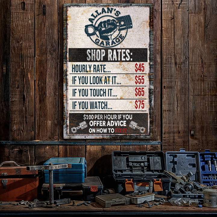 Garage Rules Sign on sale at MyriadMart