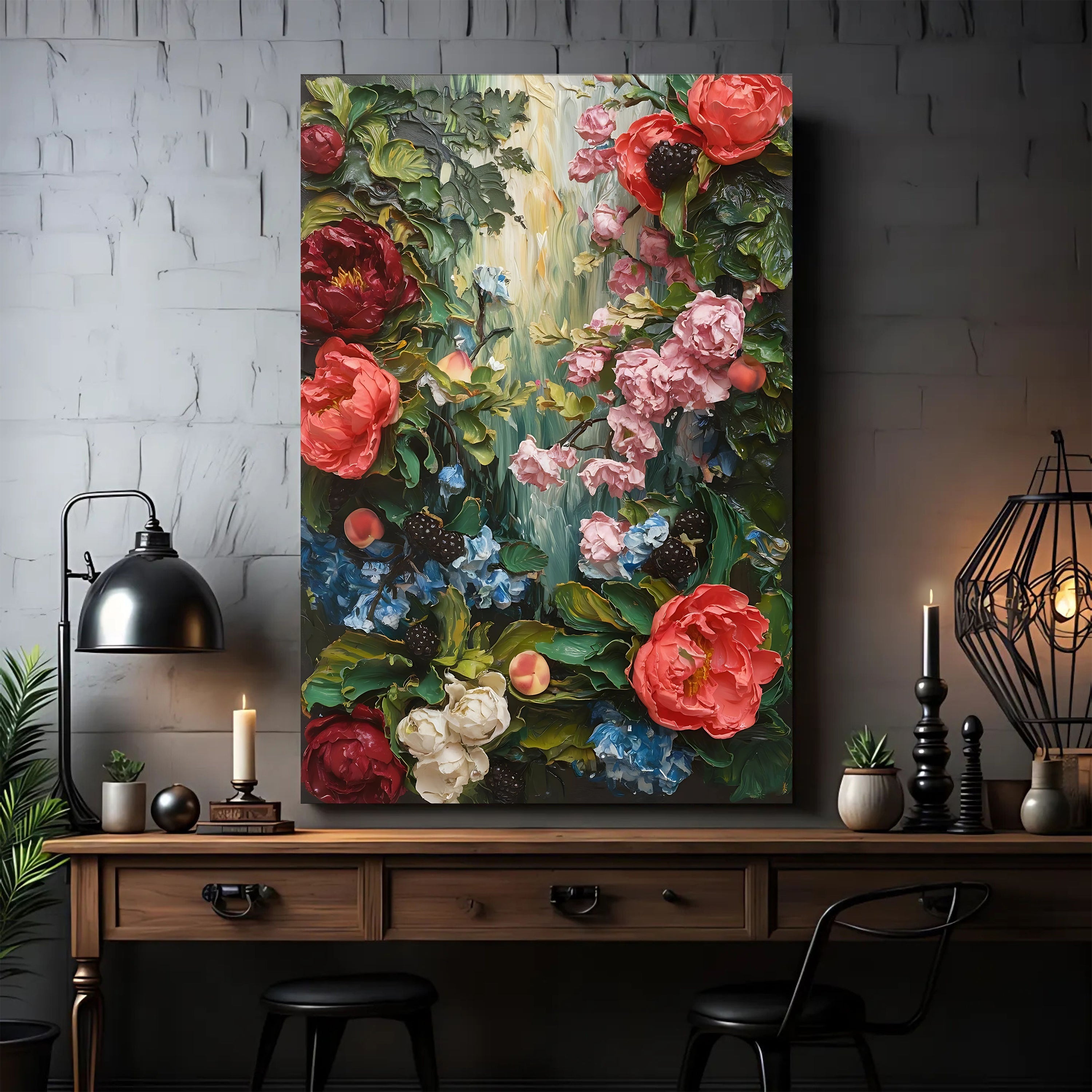 Garden Floral Impasto Wall Art on sale at MyriadMart