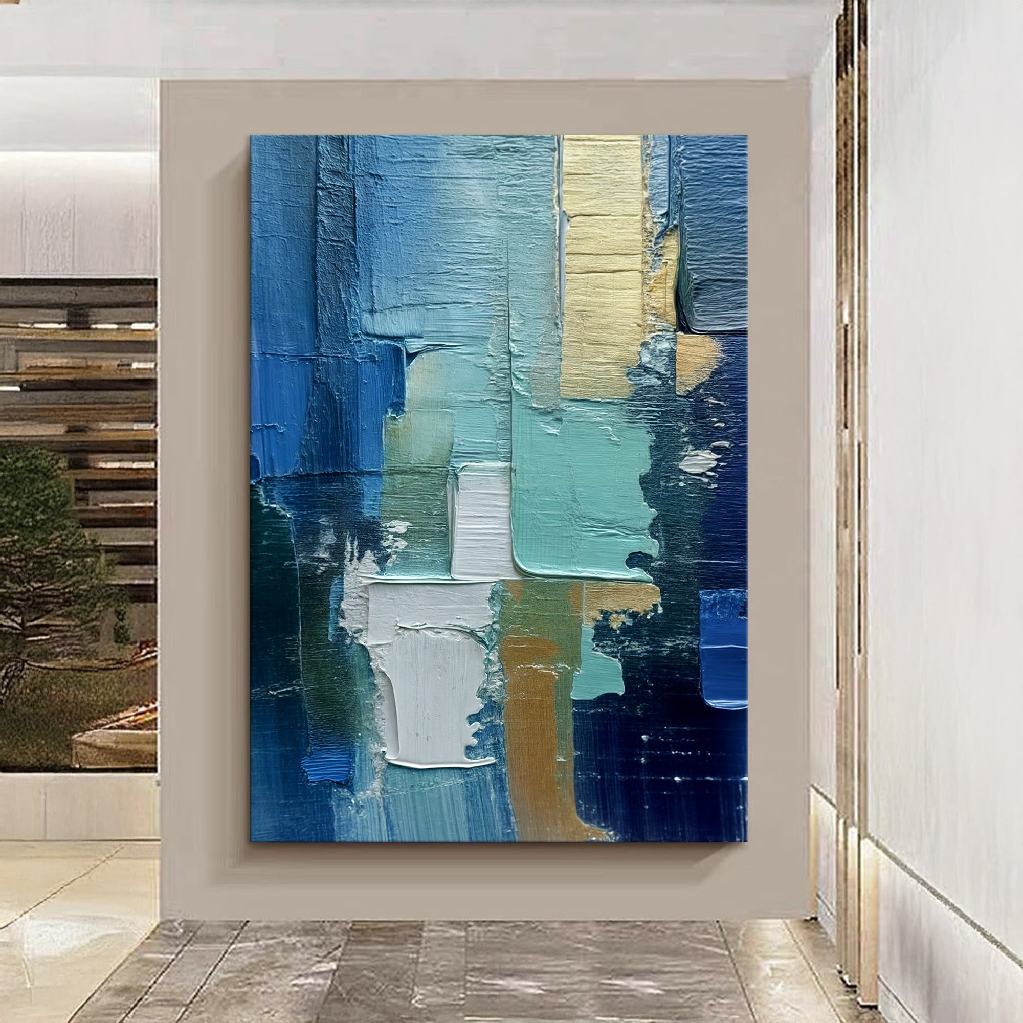 Abstract Blue Green Patterns Wall Art on sale at MyriadMart