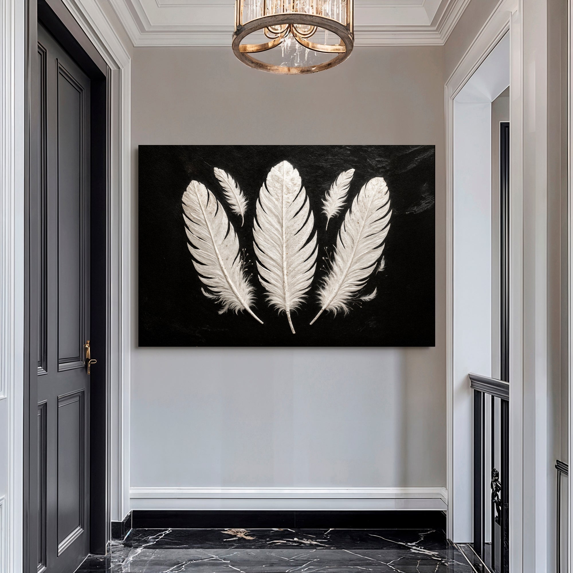 Minimalist Monochrome Feather Wall Art on sale at MyriadMart