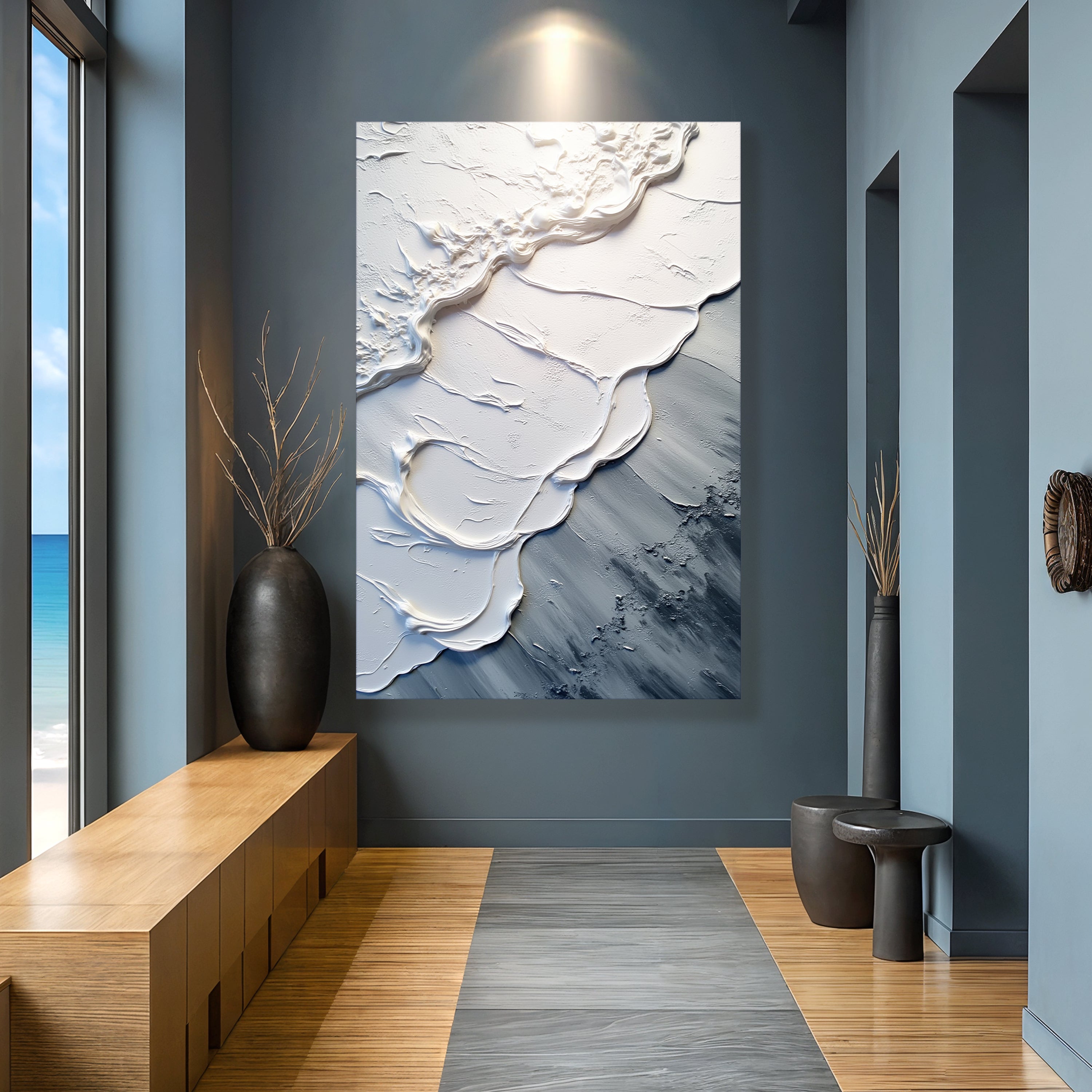 Abstract Minimalist Wave Impasto Wall Art II on sale at MyriadMart