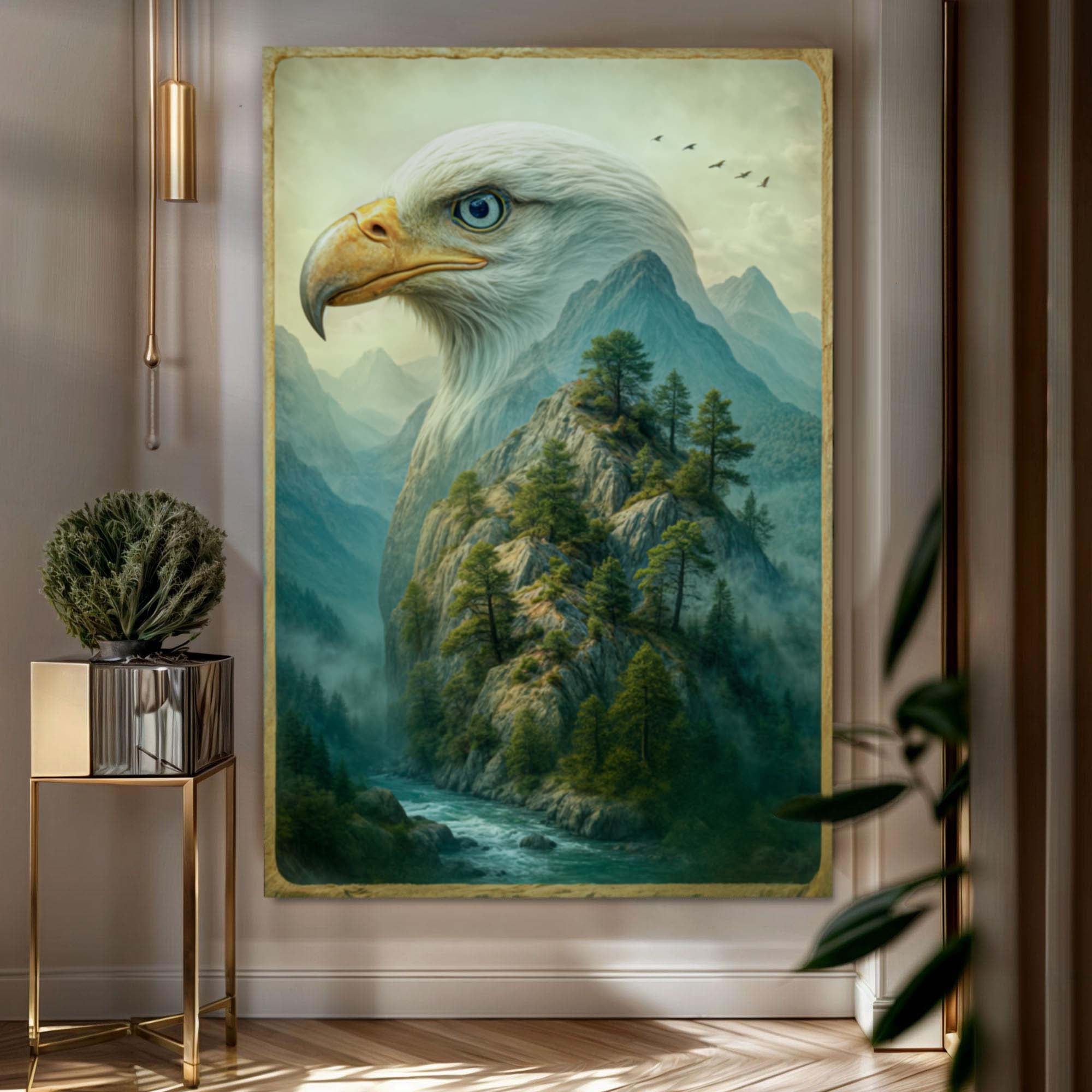 Eagle Over The Canyon Double Exposure Wall Art on sale at MyriadMart