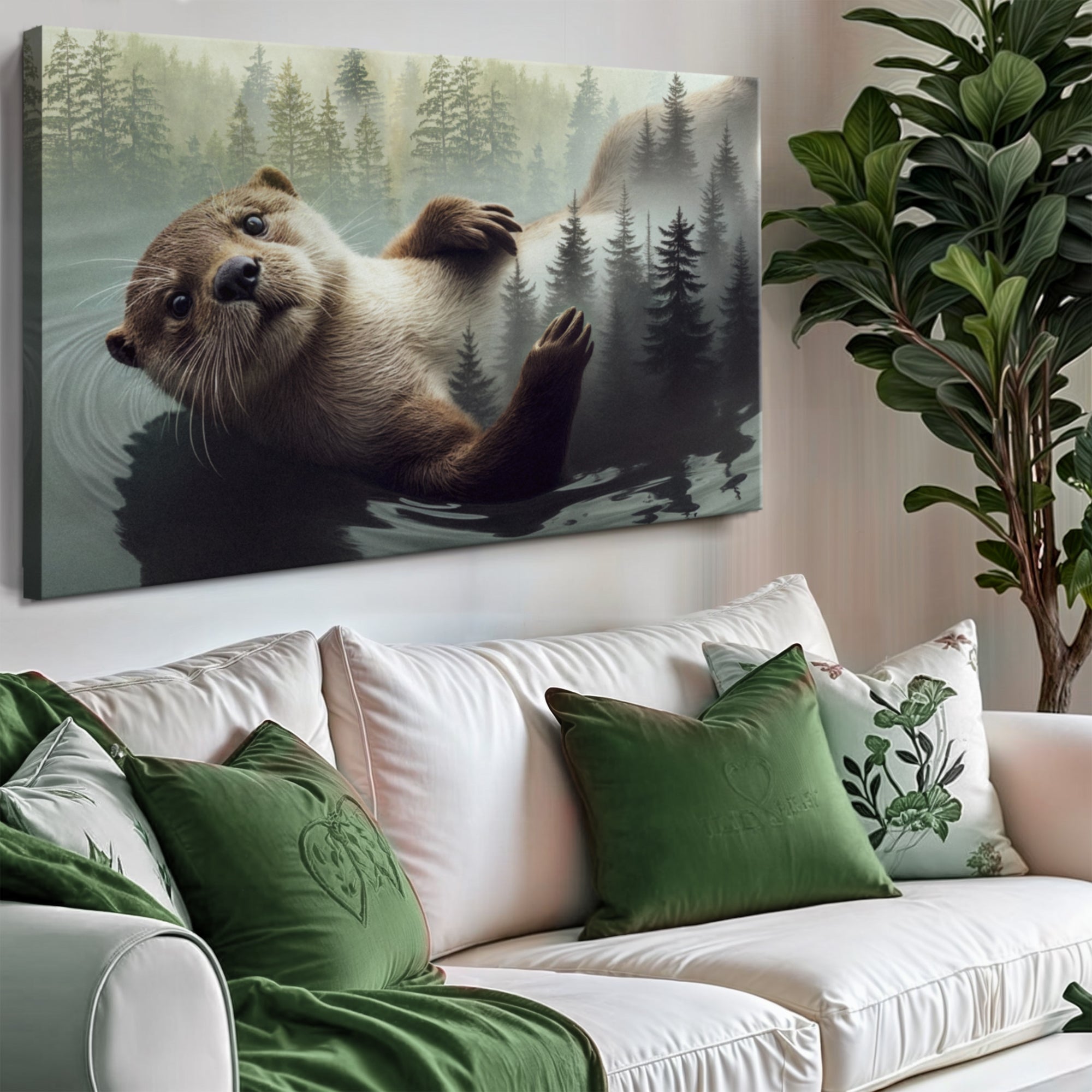 Otter Double Exposure Wall Art on sale at MyriadMart