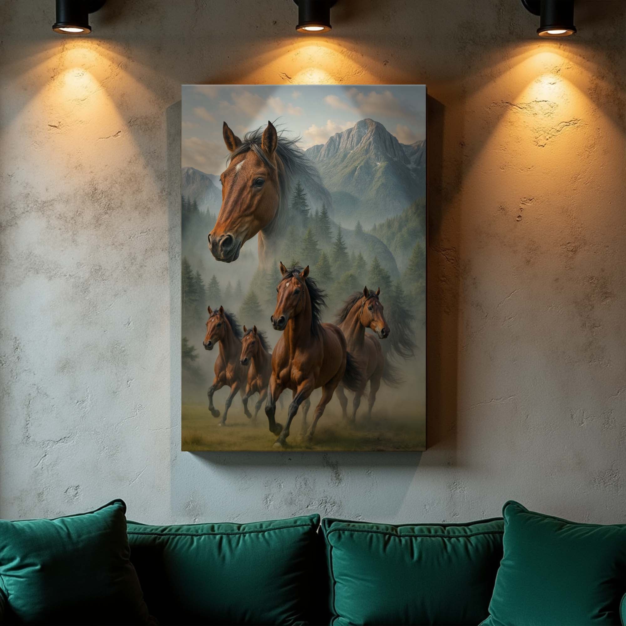 Galloping Horse Double Exposure Wall Art on sale at MyriadMart