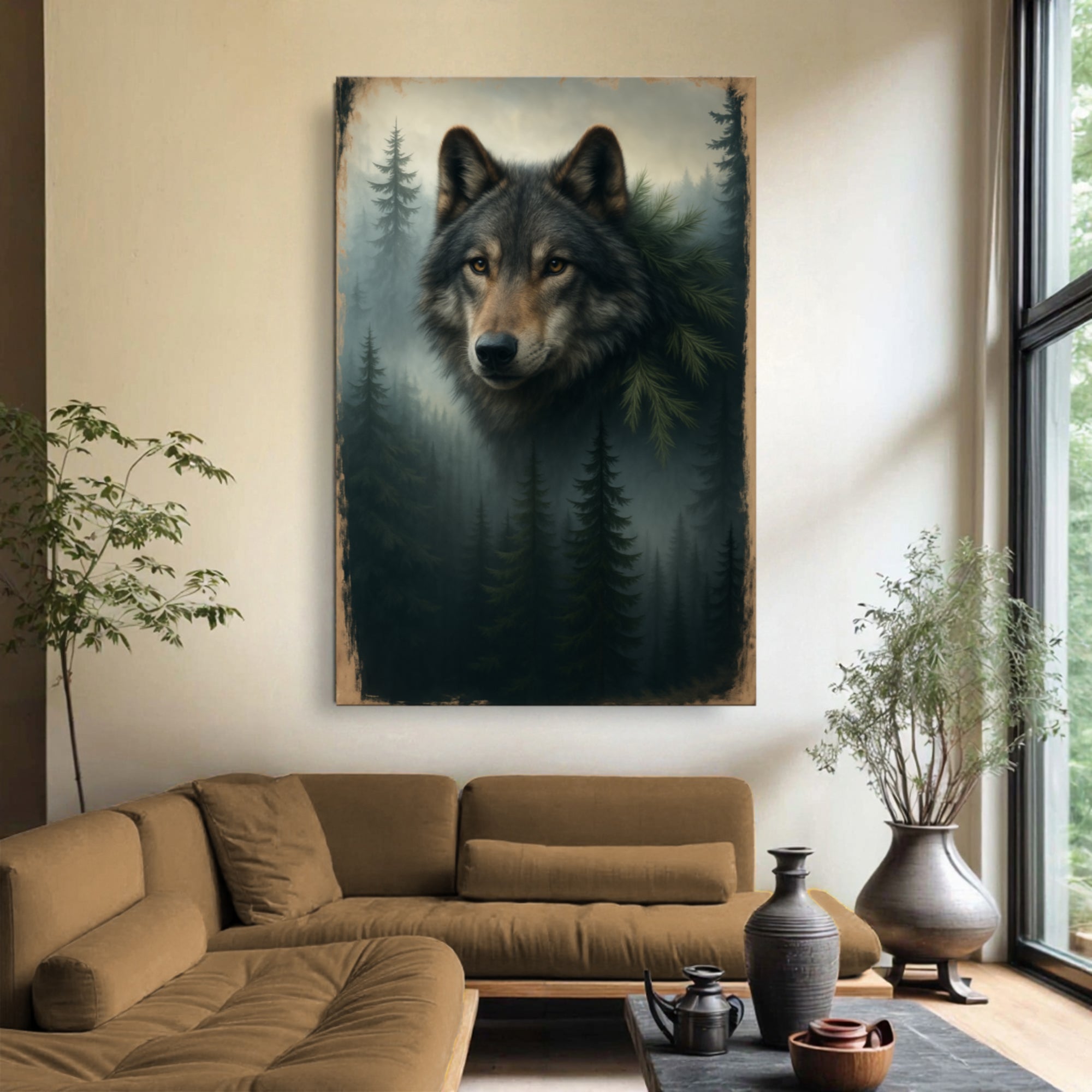 Wolf Double Exposure Wall Art V on sale at MyriadMart