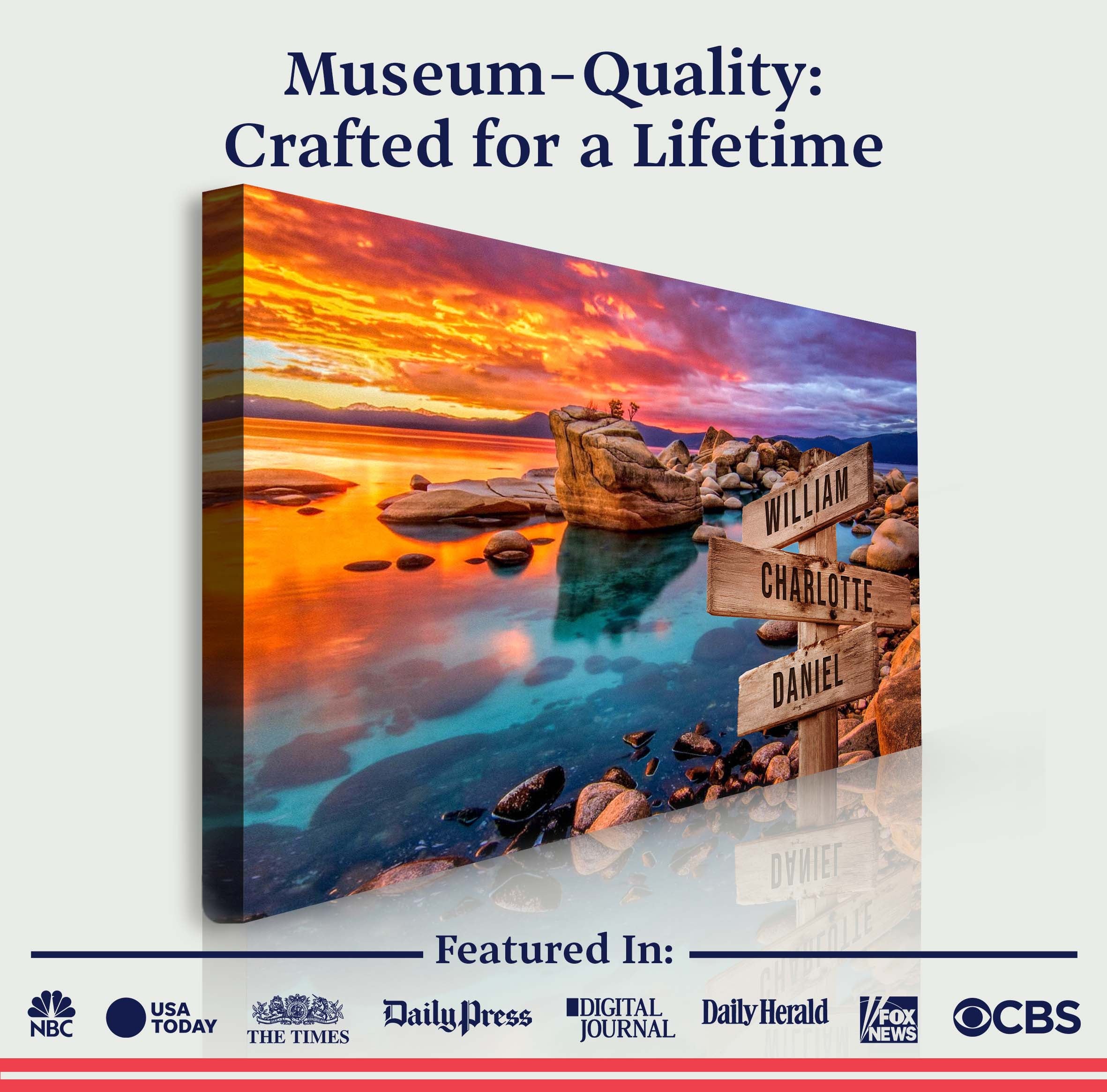 Sunset Beach Skies Family Names Sign on sale at MyriadMart