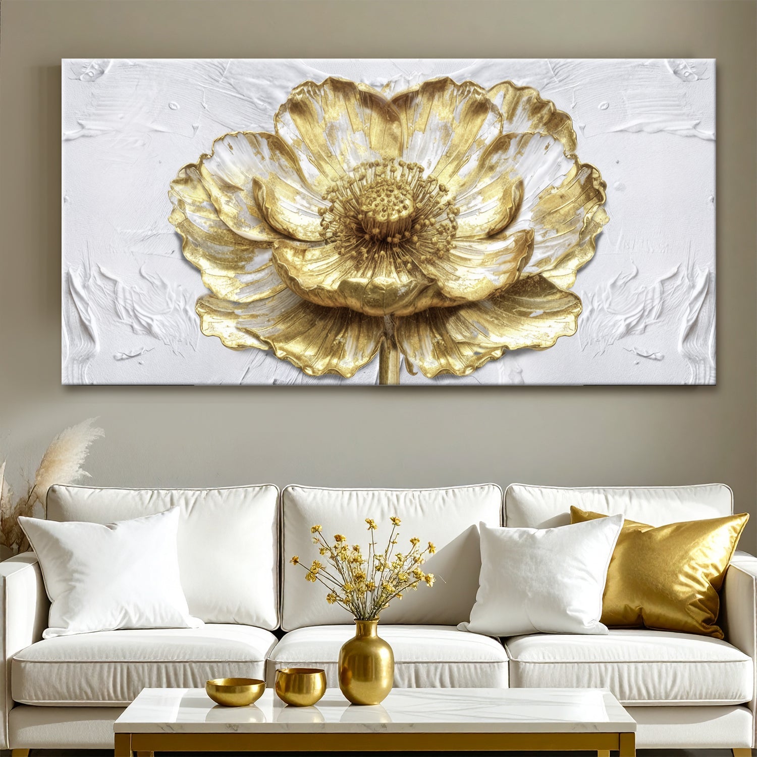 Golden Dandelion Minimalist Abstract Wall Art V on sale at MyriadMart
