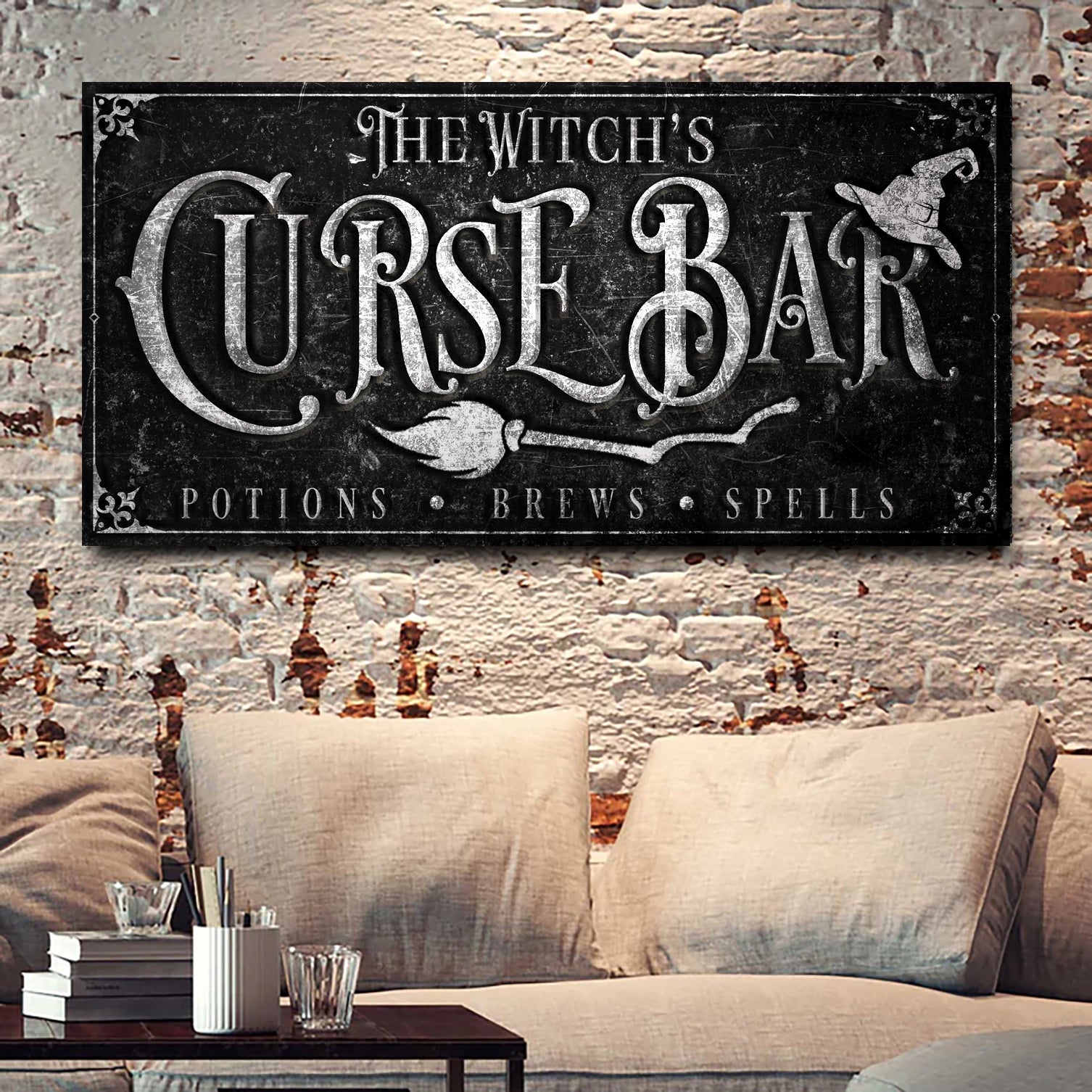 The Witch's Curse Bar Halloween Sign on sale at MyriadMart
