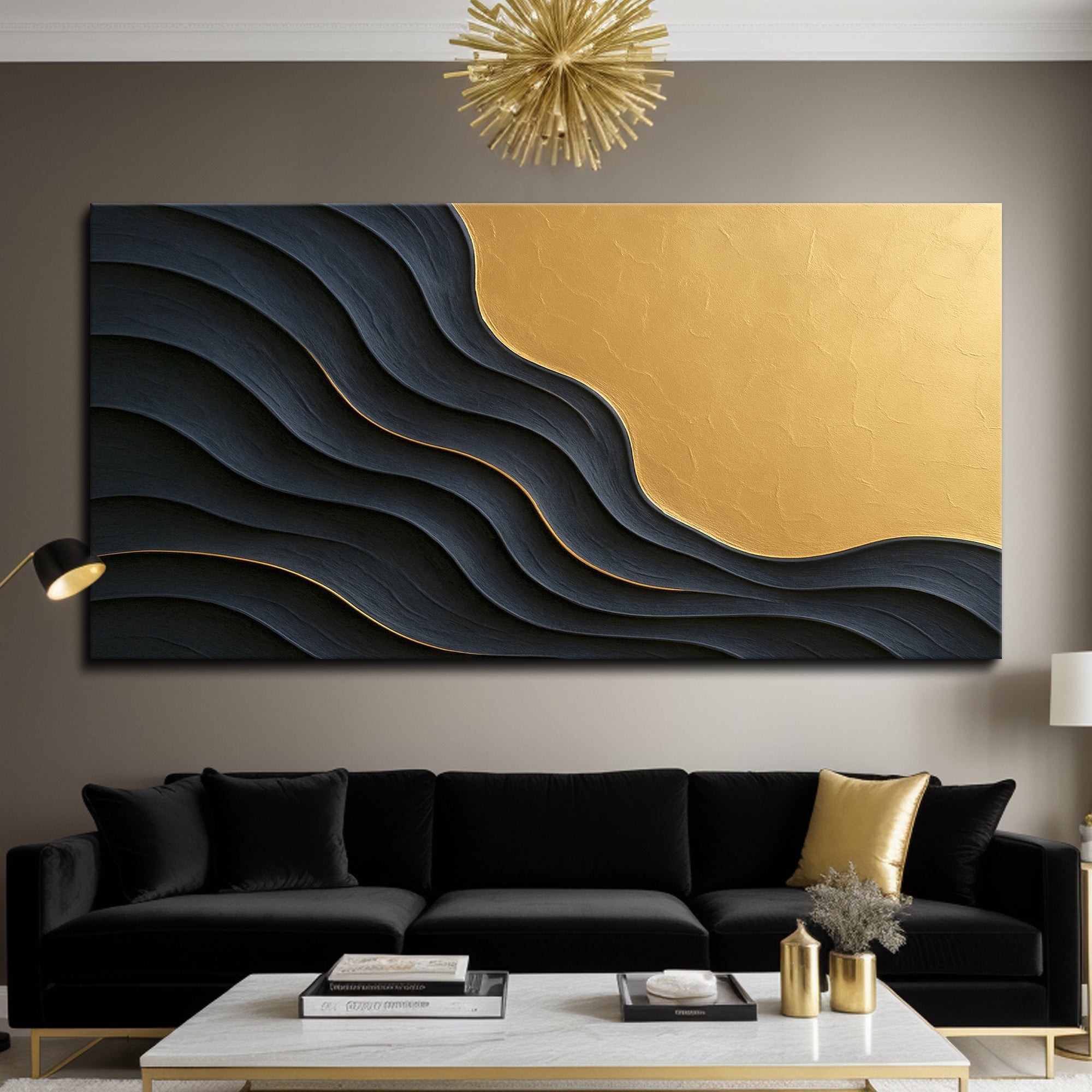 Black And Gold Minimalist Abstract XII on sale at MyriadMart