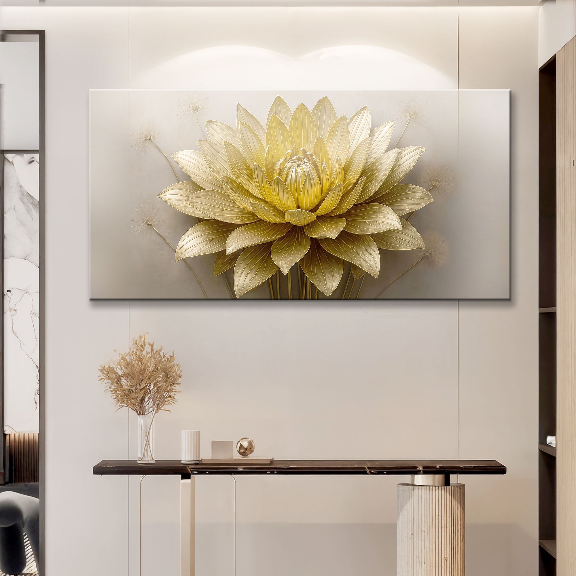 Golden Lotus Minimalist Abstract Wall Art III on sale at MyriadMart