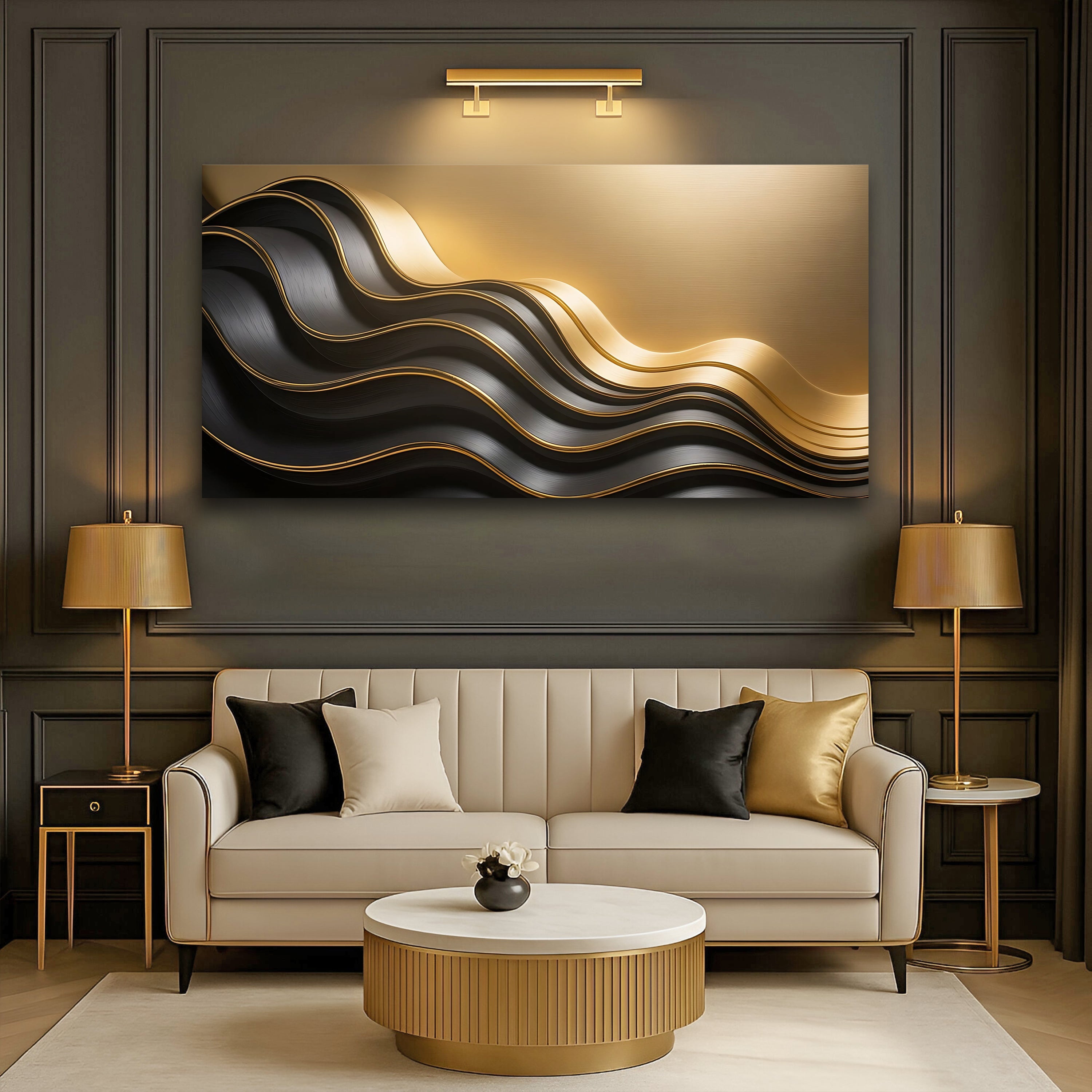 Black and Gold Minimalist Abstract Wall Art IV on sale at MyriadMart