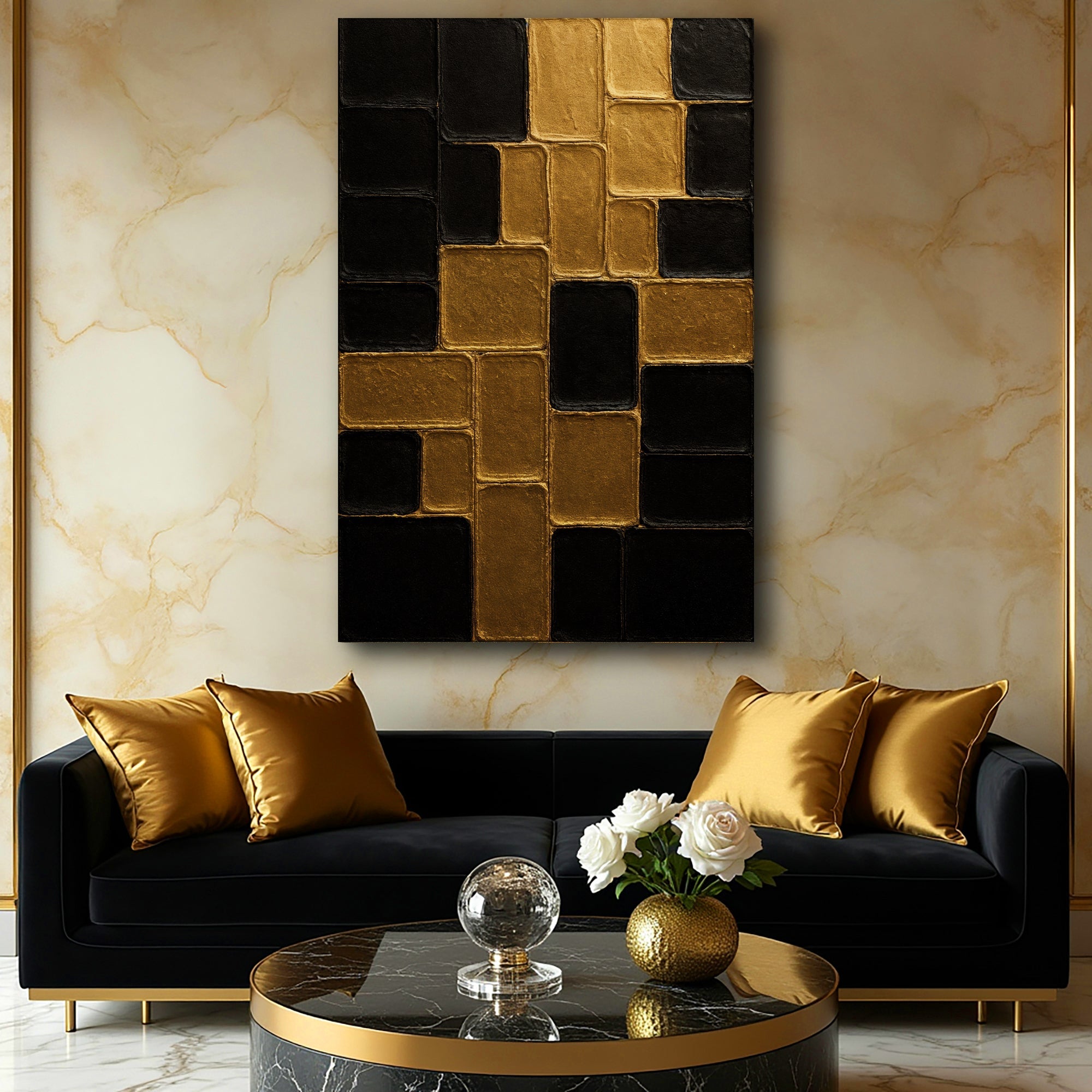 Contemporary Black and Gold Wall Art II on sale at MyriadMart