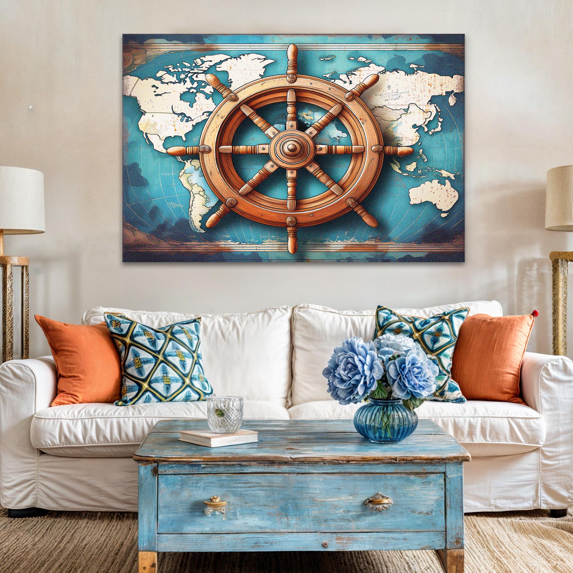 Sailboat Ship Wheel Coastal Wall Art on sale at MyriadMart