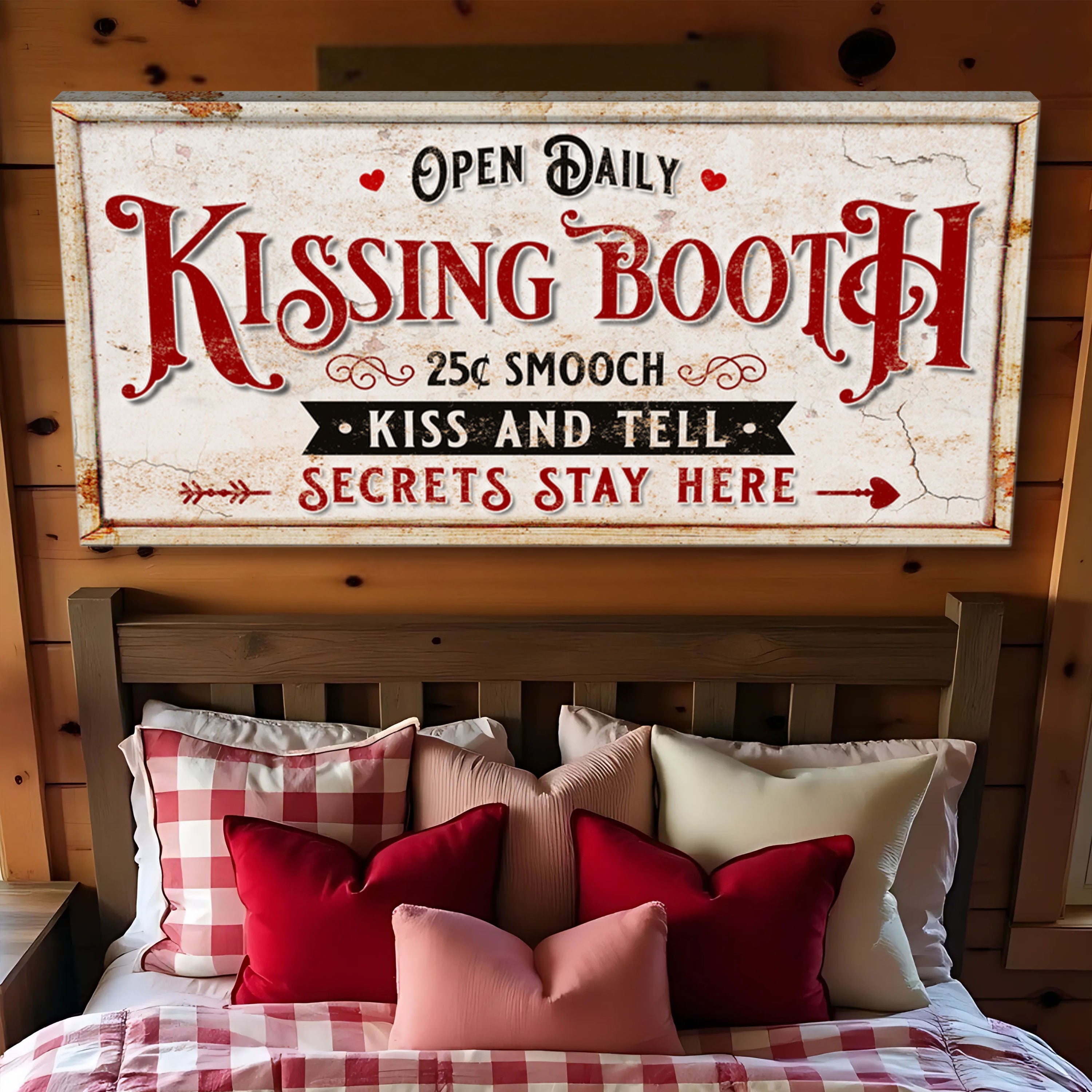 Vintage Rustic Kissing Booth Sign IV on sale at MyriadMart