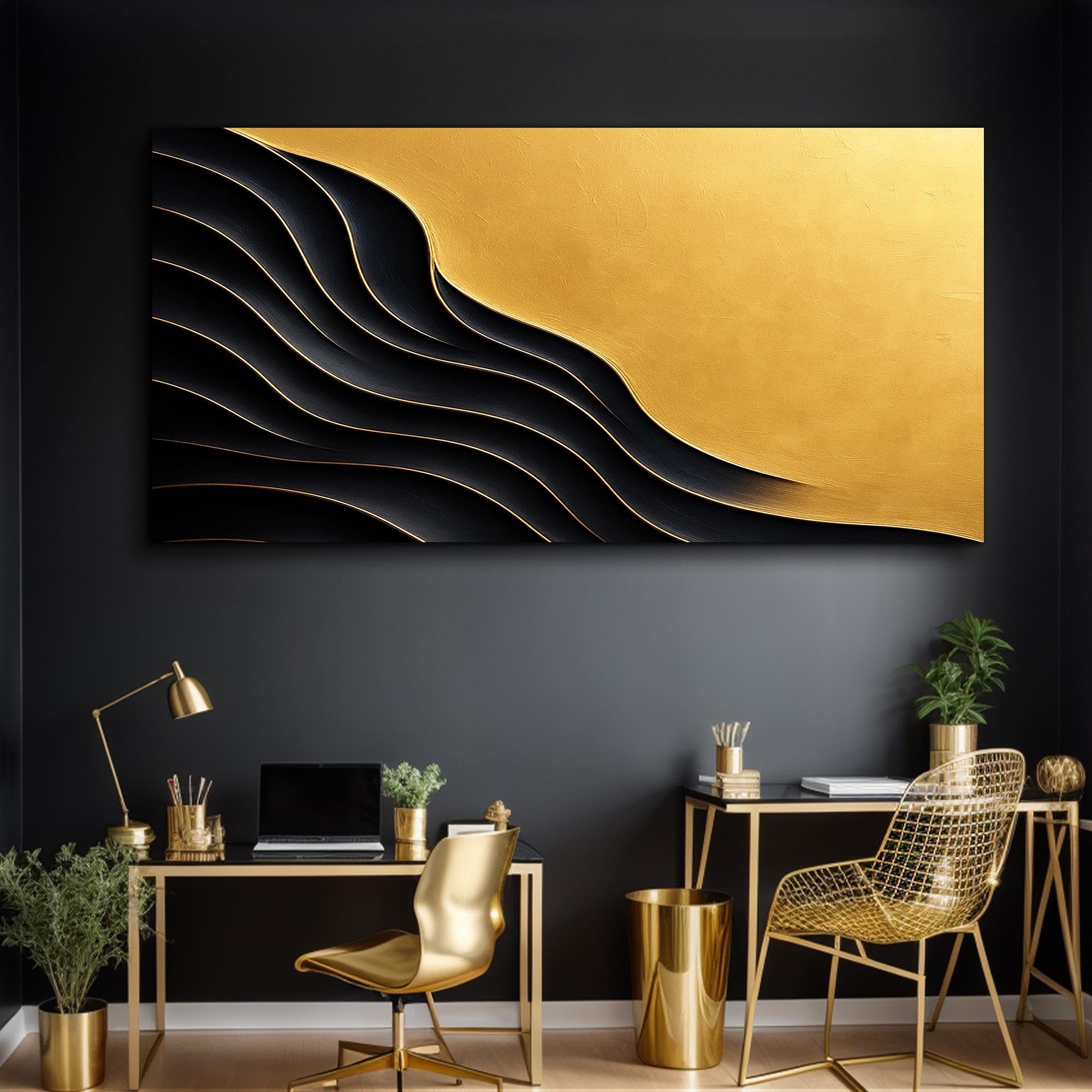 Black And Gold Minimalist Abstract XI on sale at MyriadMart