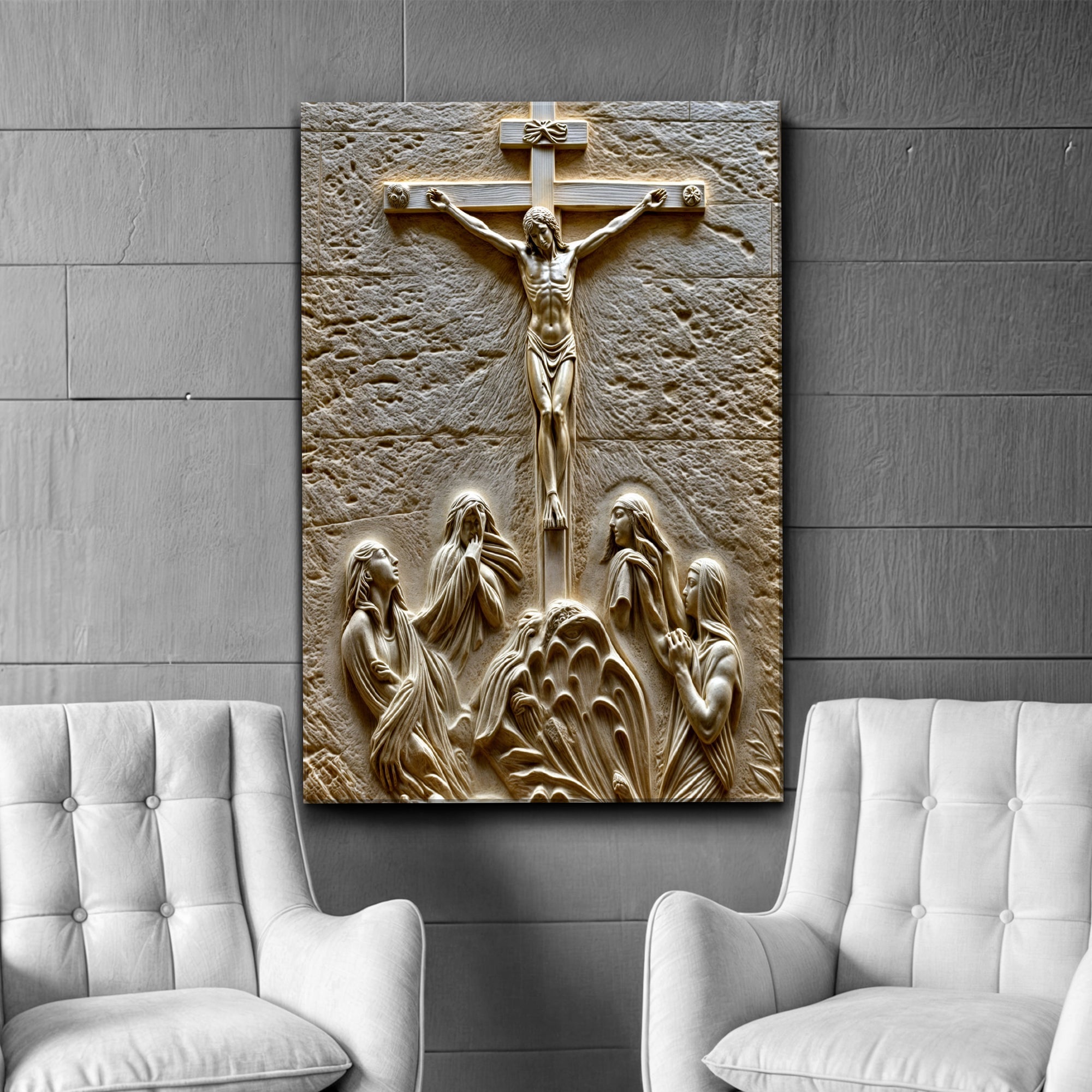 Three Cross Calvary Hill Wall Art on sale at MyriadMart