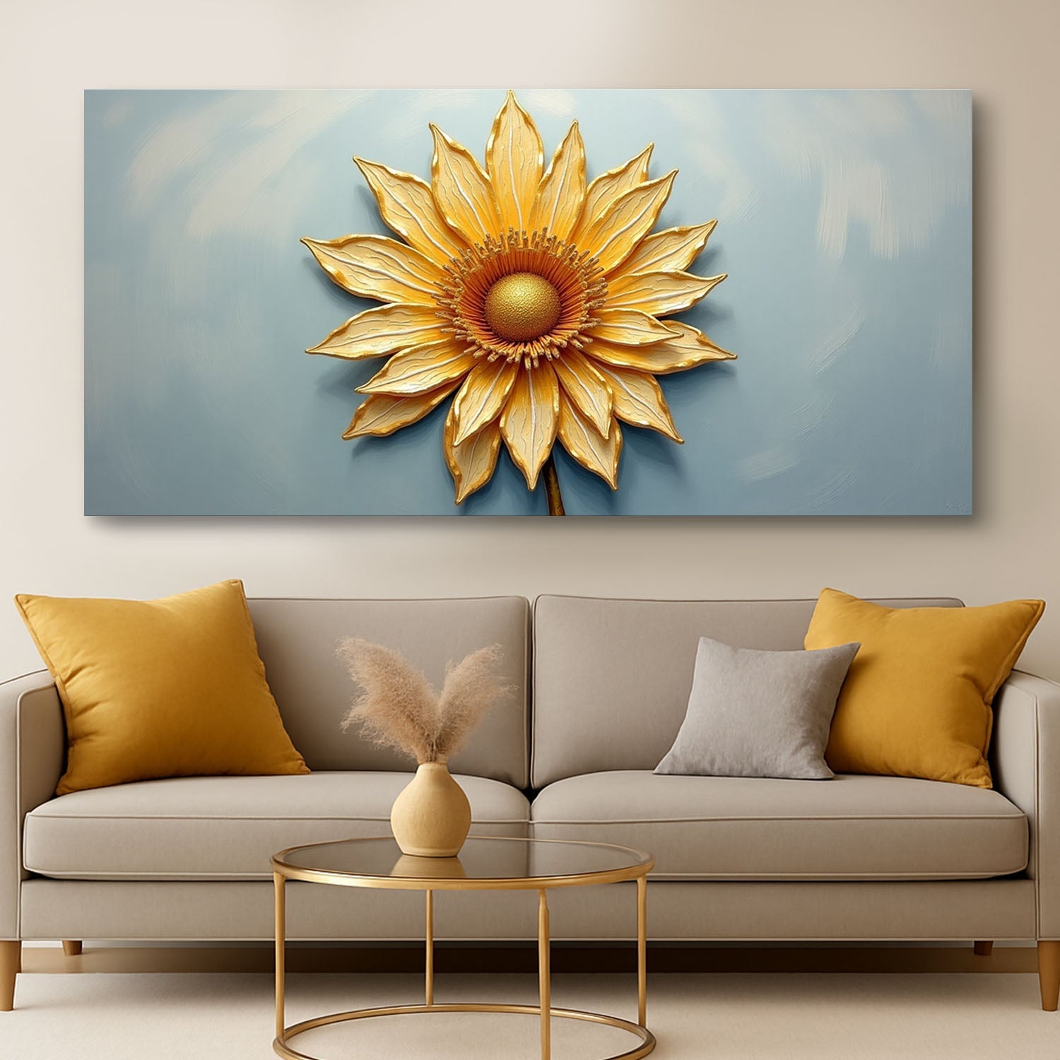 Golden Dandelion Minimalist Abstract Wall Art II on sale at MyriadMart