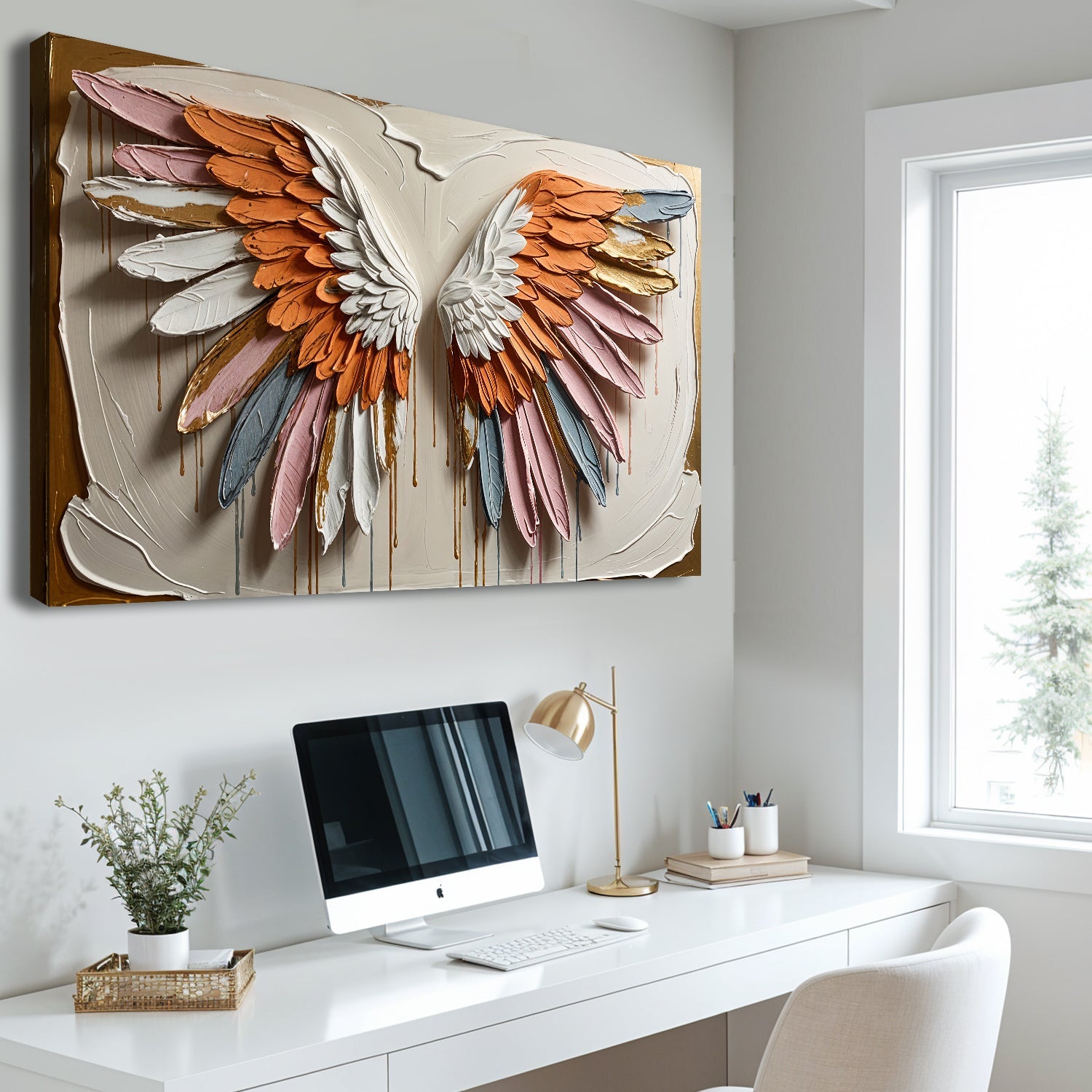 Angelic Wings Impasto Wall Art on sale at MyriadMart