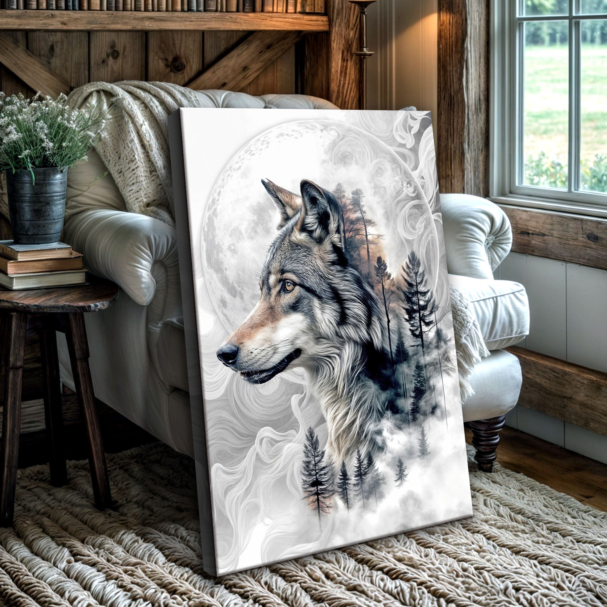 Wolf Double Exposure Wall Art on sale at MyriadMart