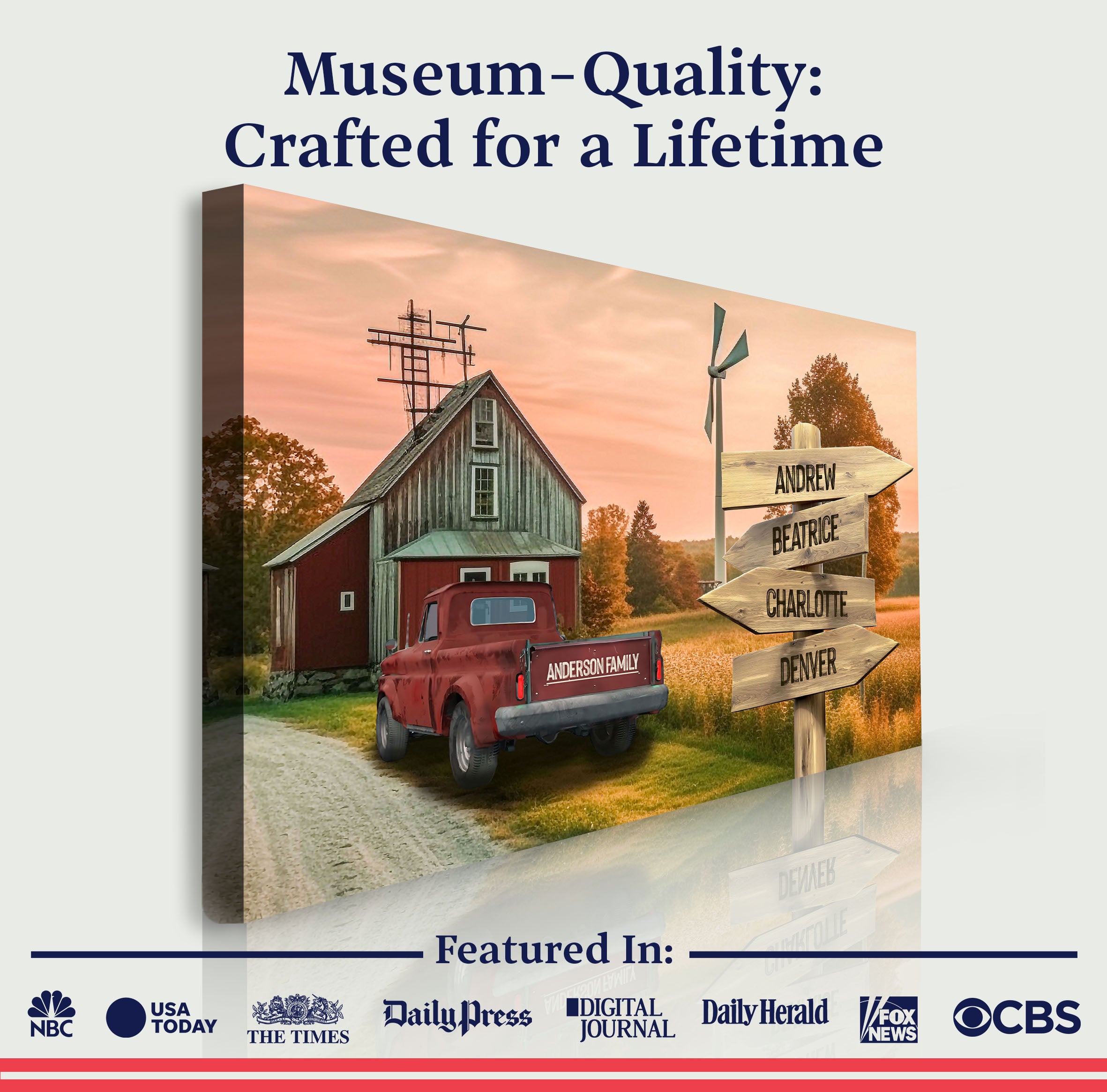 Old Truck Barn Family Names Sign on sale at MyriadMart