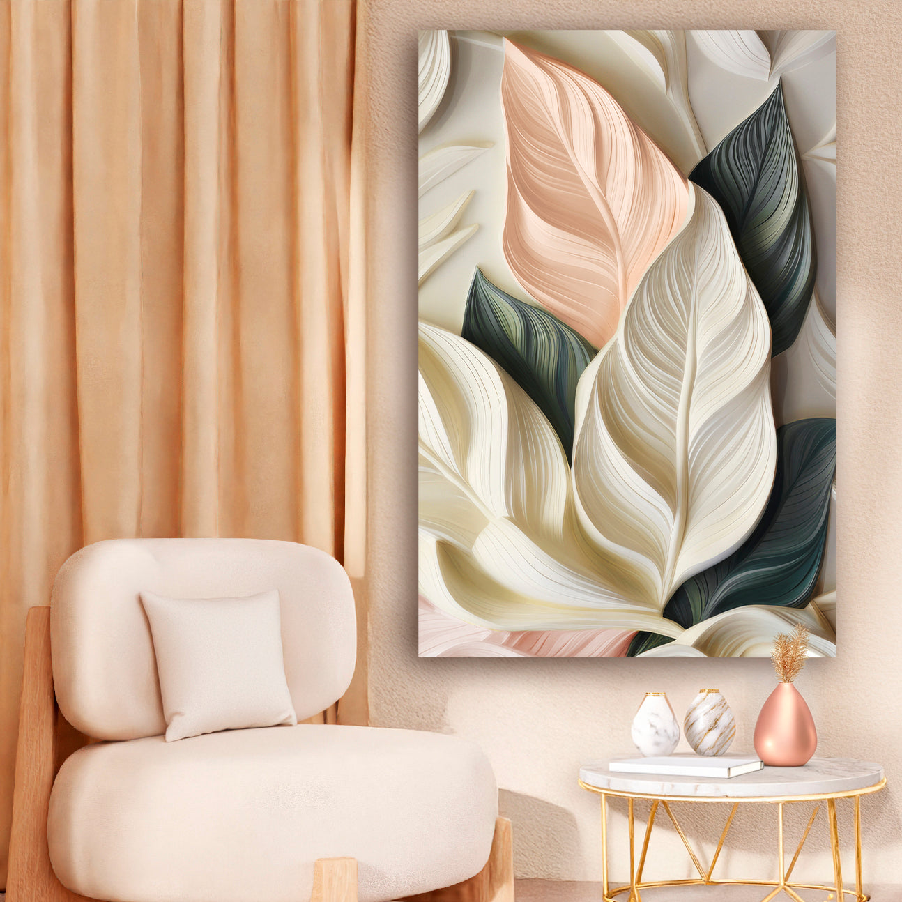 Elegant 3D Pastel Leaf Wall Art on sale at MyriadMart