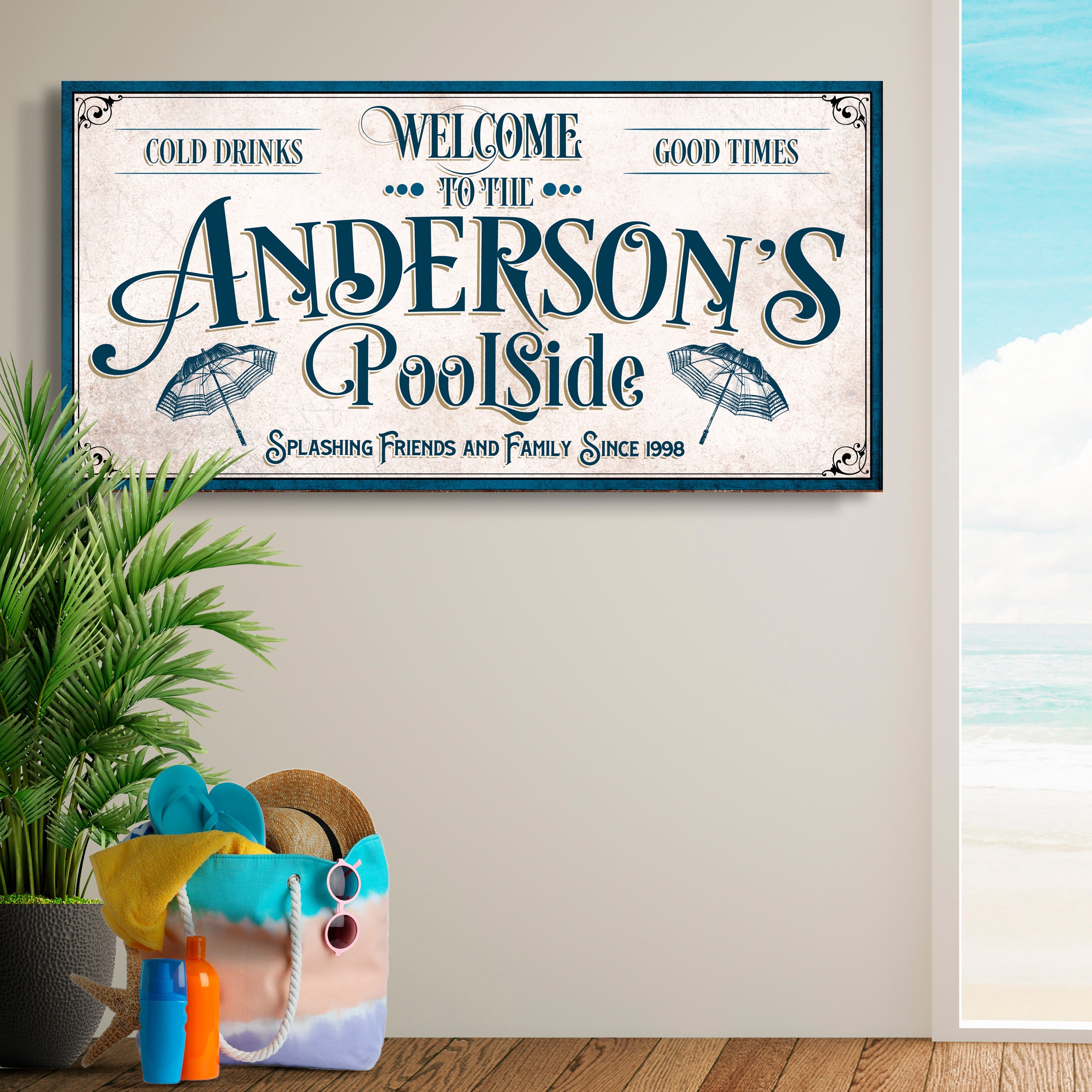 Personalized Pool Party Sign on sale at MyriadMart