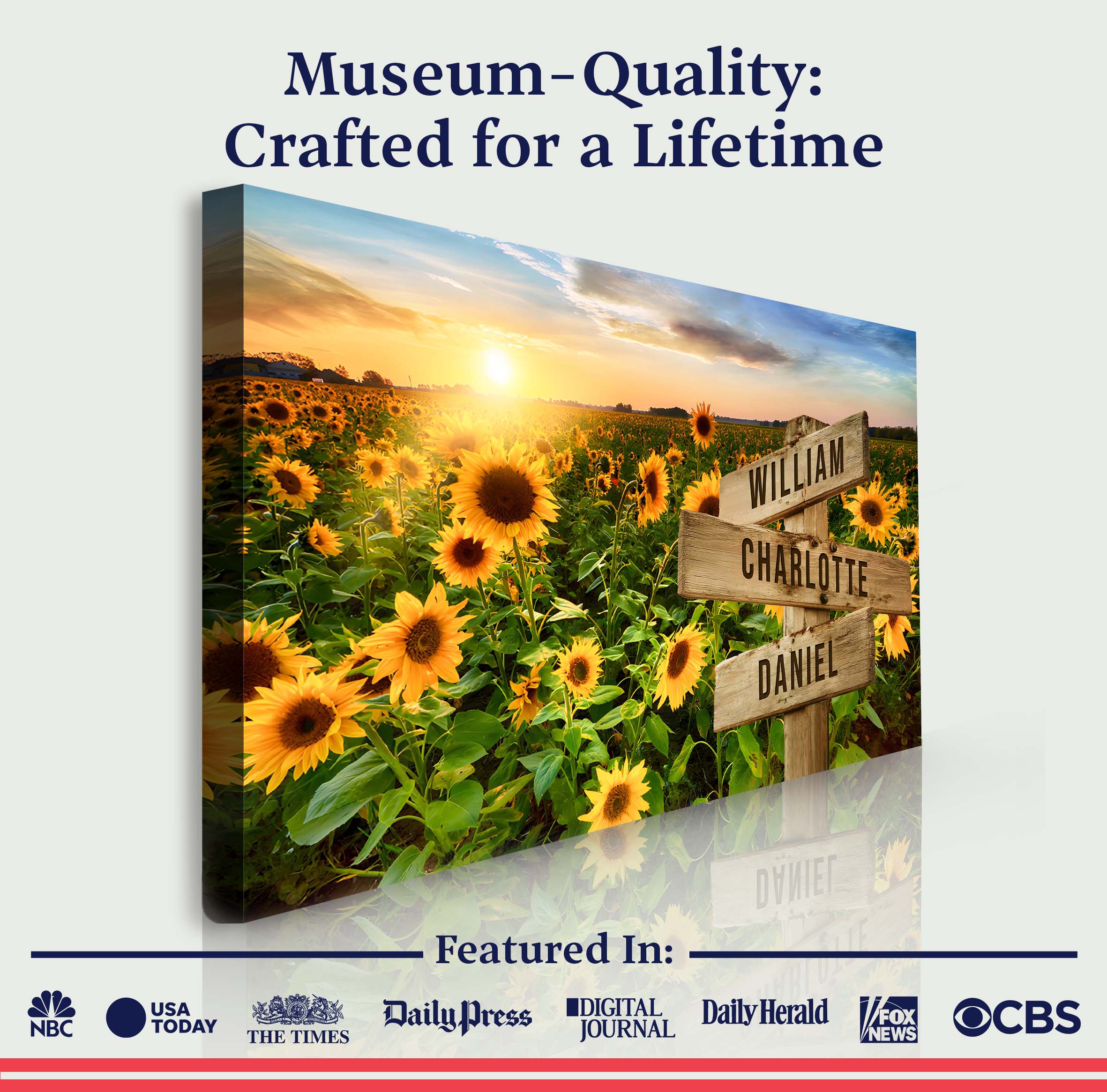 Sunflower Field Family Names Sign on sale at MyriadMart