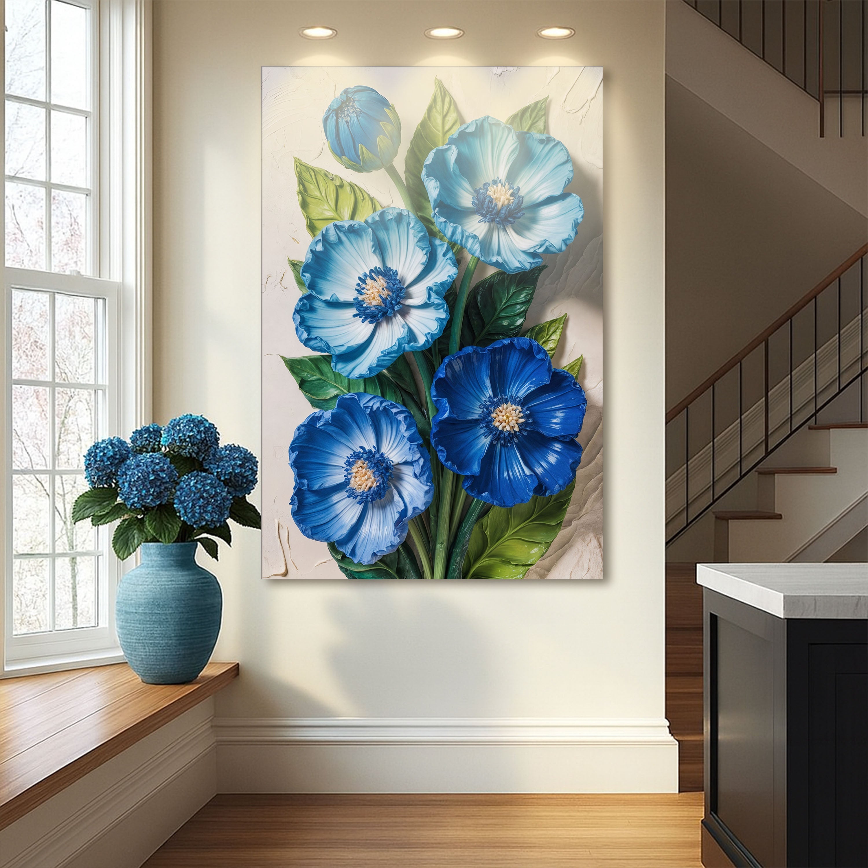 Blue Blossom Bouquet Impasto Wall Art on sale at MyriadMart