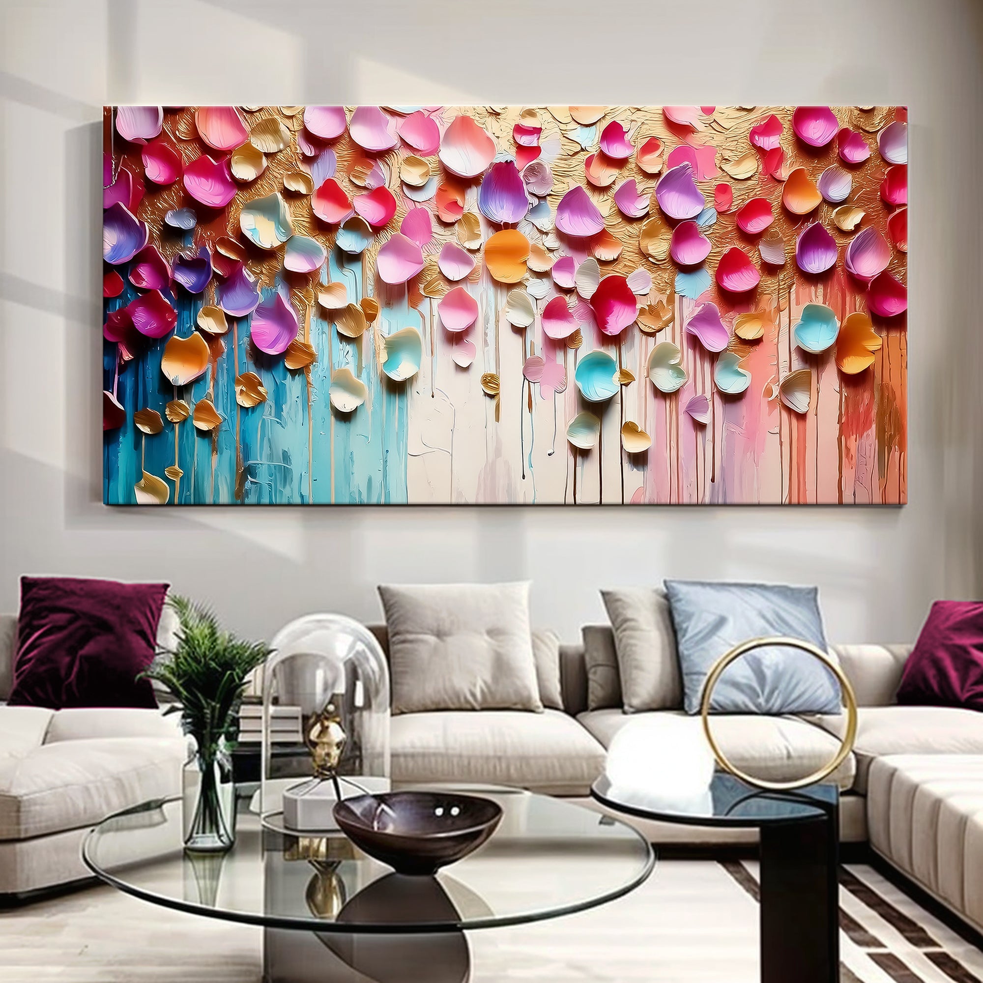 Vibrant Petals Impasto Wall Art on sale at MyriadMart