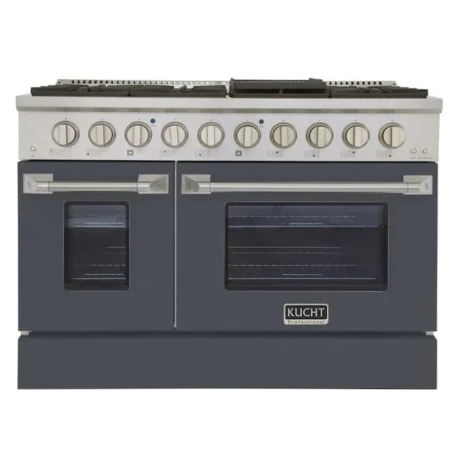 Kucht 48" Gas Range in Stainless Steel with Grey Oven Doors, KNG481-GR on sale at MyriadMart