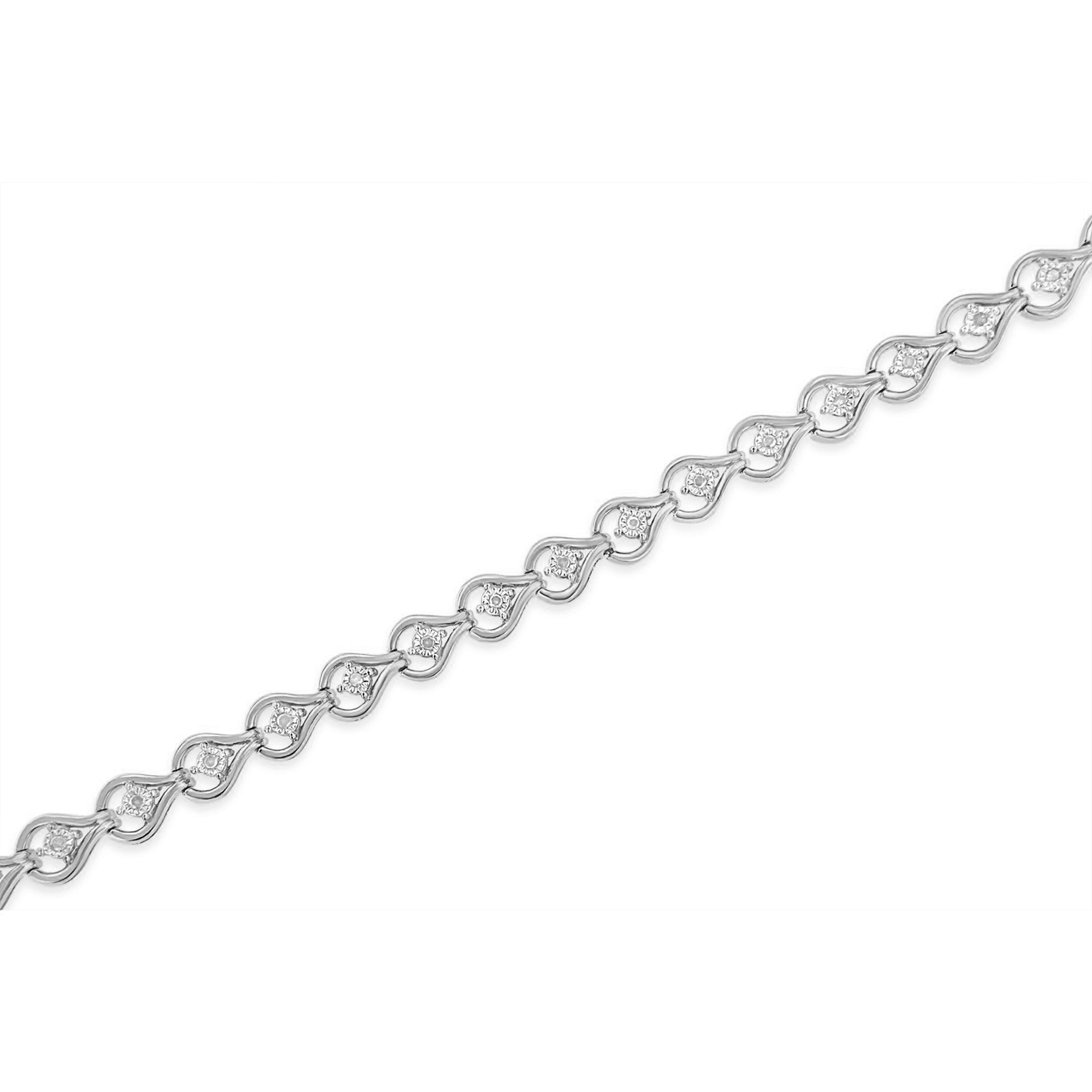 .925 Sterling Silver 1/4 Cttw Diamond Miracle-Set Teardrop Shaped 7â€ Link Bracelet I-J Color, I3 Clarity on sale at MyriadMart