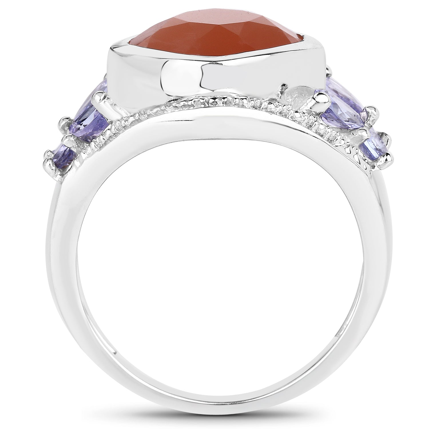 4.67 Carat Genuine Peach Moonstone and Tanzanite .925 Sterling Silver Ring on sale at MyriadMart