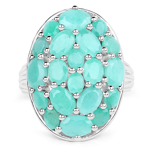 5.48 Carat Genuine Emerald .925 Sterling Silver Ring on sale at MyriadMart