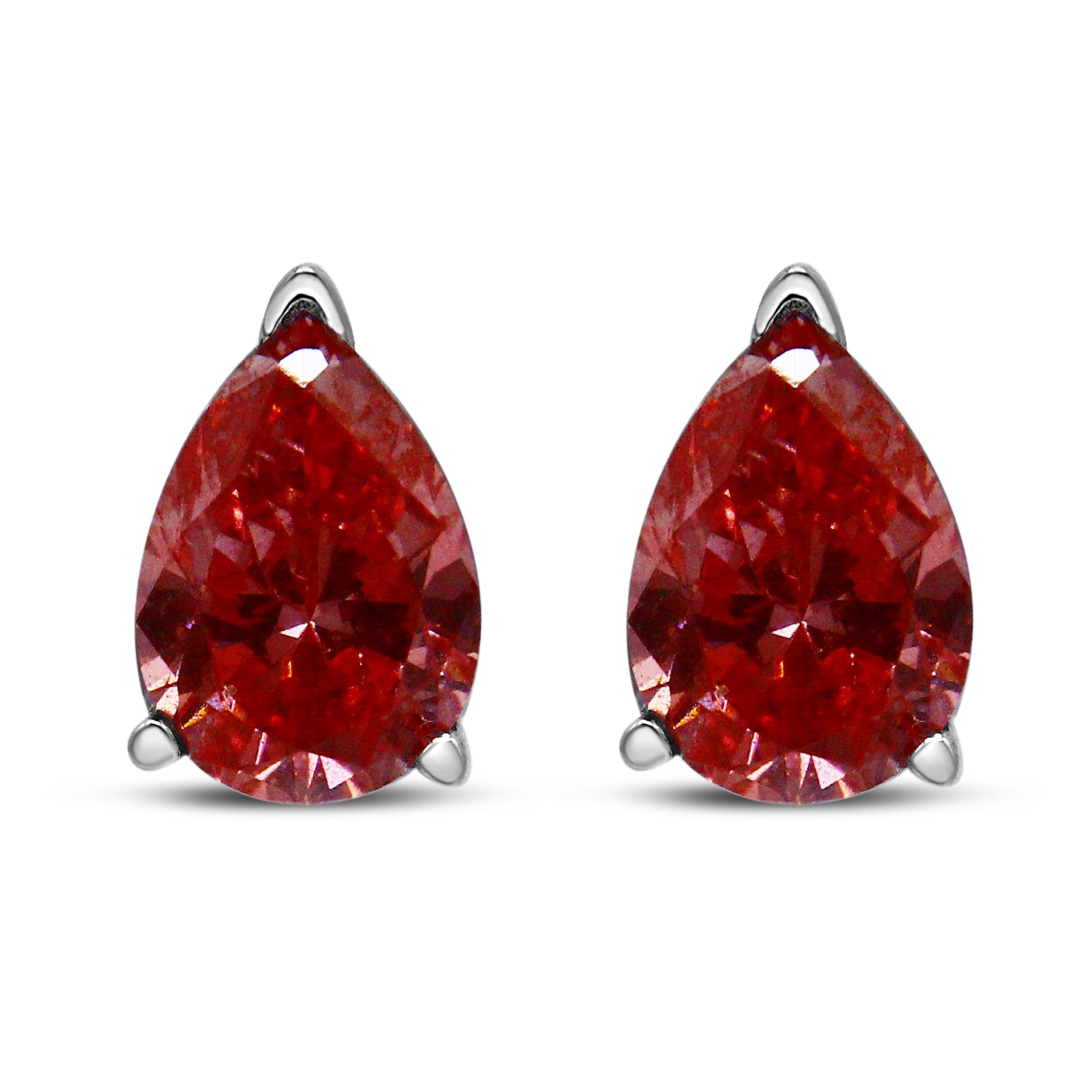 14K White Gold 1/2 Cttw Lab Grown Pink Pear Diamond 3 Prong Set Martini Solitaire Stud Earrings Pink Color, VS2-SI1 Clarity on sale at MyriadMart