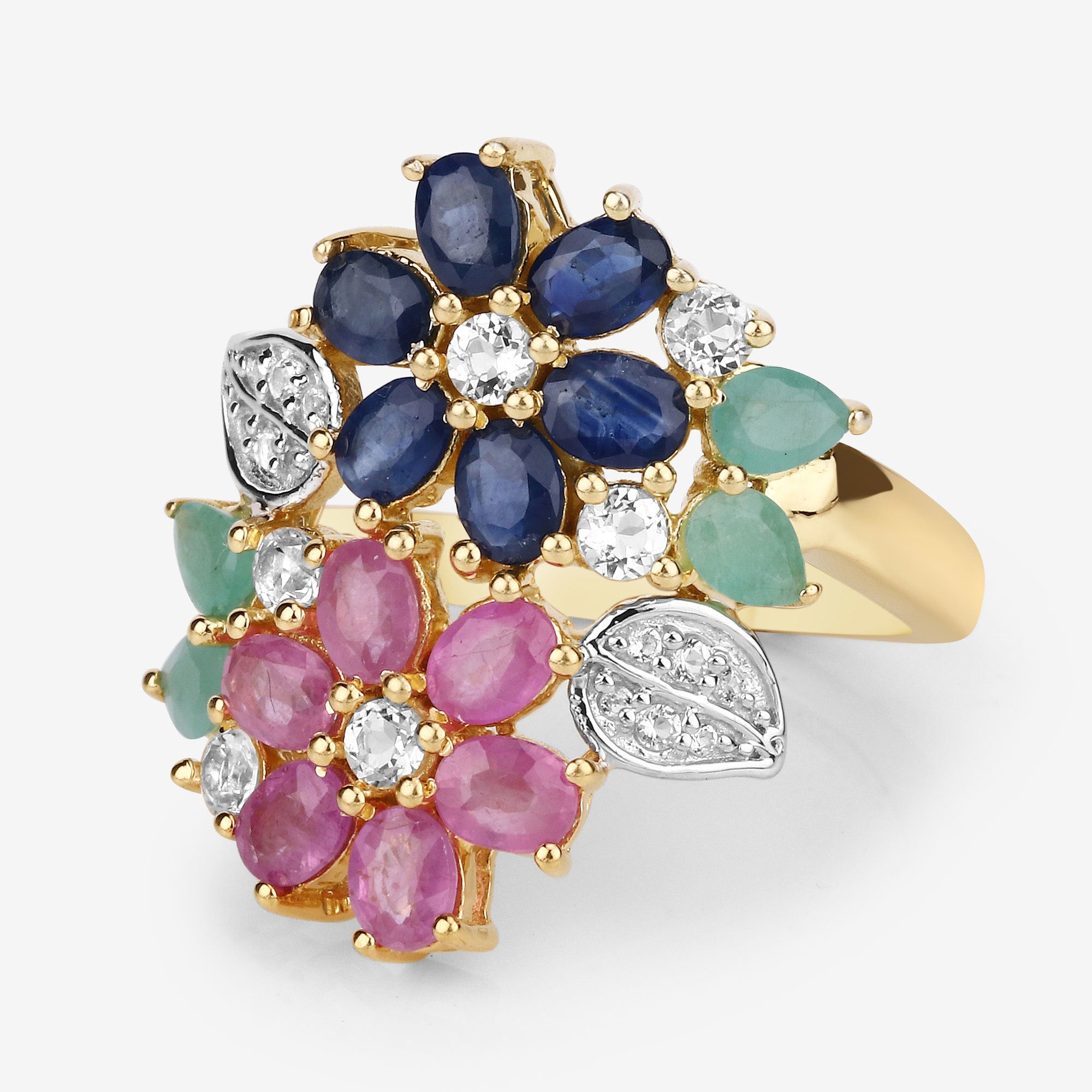 3.65 Carat Genuine Multi Stones .925 Sterling Silver Ring on sale at MyriadMart