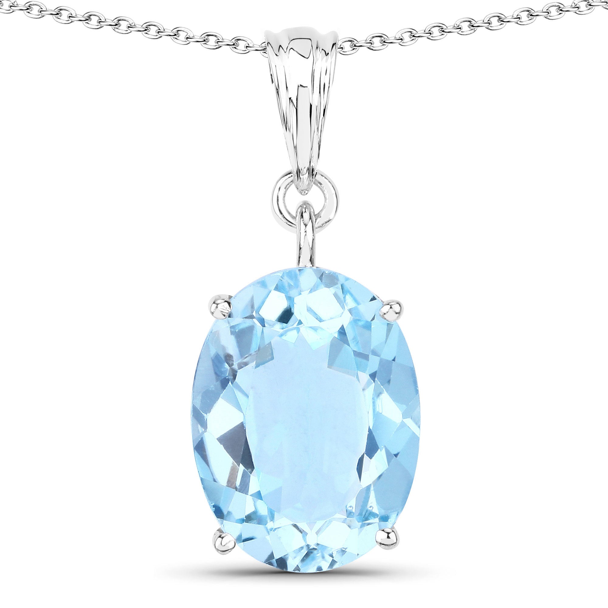 11.25 Carat Genuine Swiss Blue Topaz .925 Sterling Silver Pendant on sale at MyriadMart