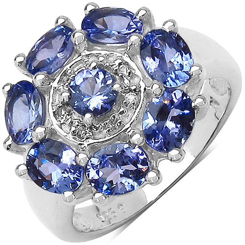 2.58 Carat Genuine Tanzanite & White Topaz .925 Sterling Silver Ring on sale at MyriadMart