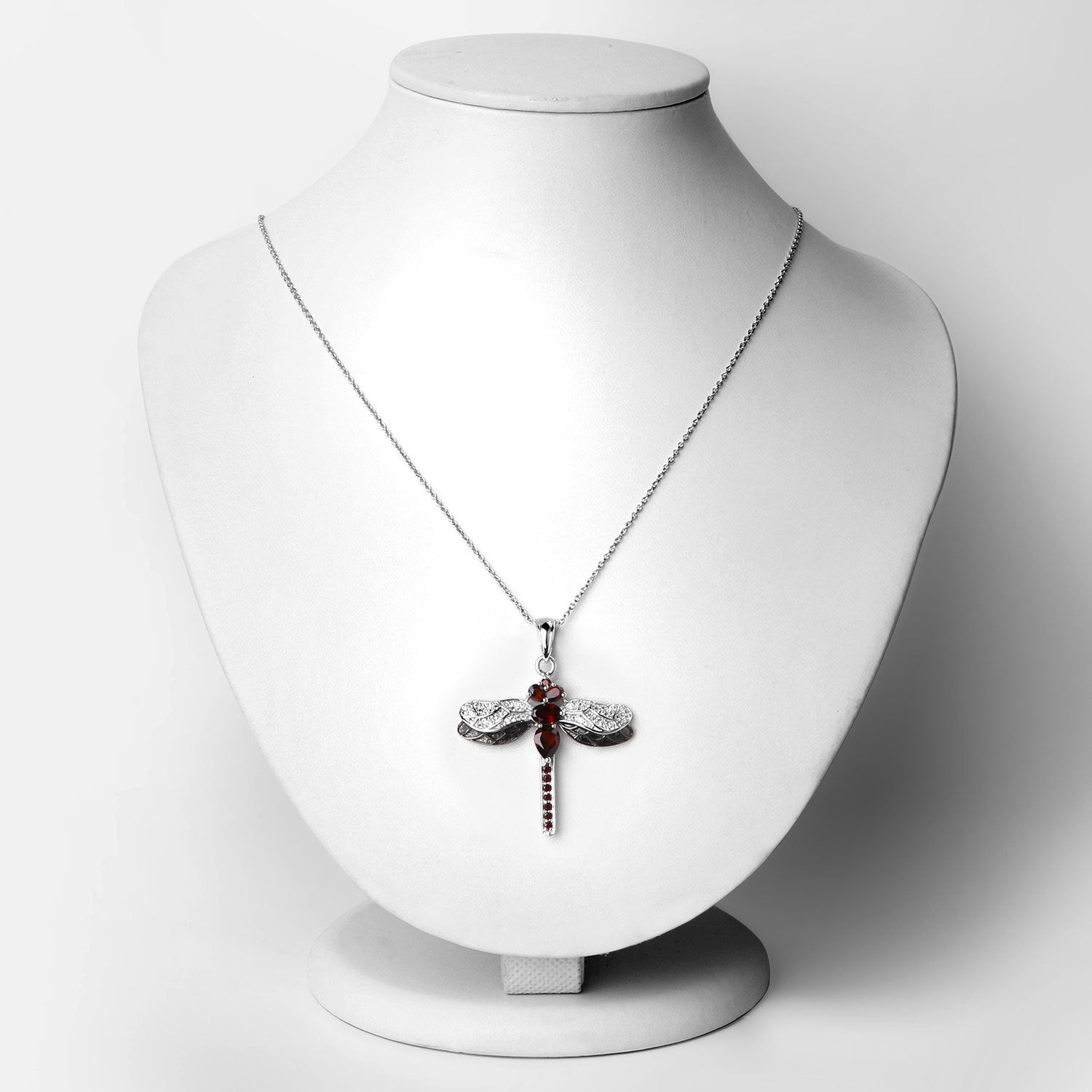 2.29 Carat Genuine Garnet and White Topaz .925 Sterling Silver Pendant on sale at MyriadMart