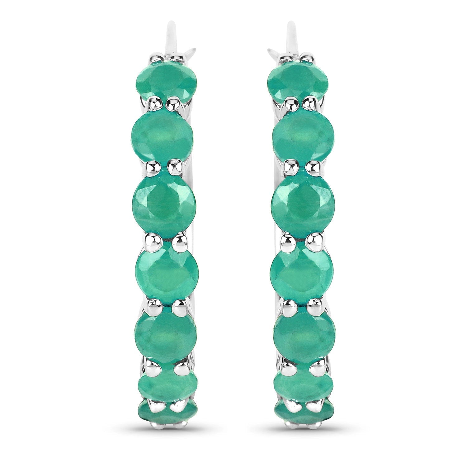 2.38 Carat Genuine Emerald .925 Sterling Silver Earrings on sale at MyriadMart