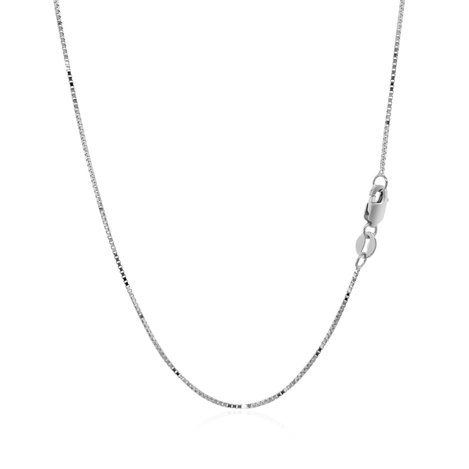 14k White Gold Classic Box Chain 0.7mm on sale at MyriadMart