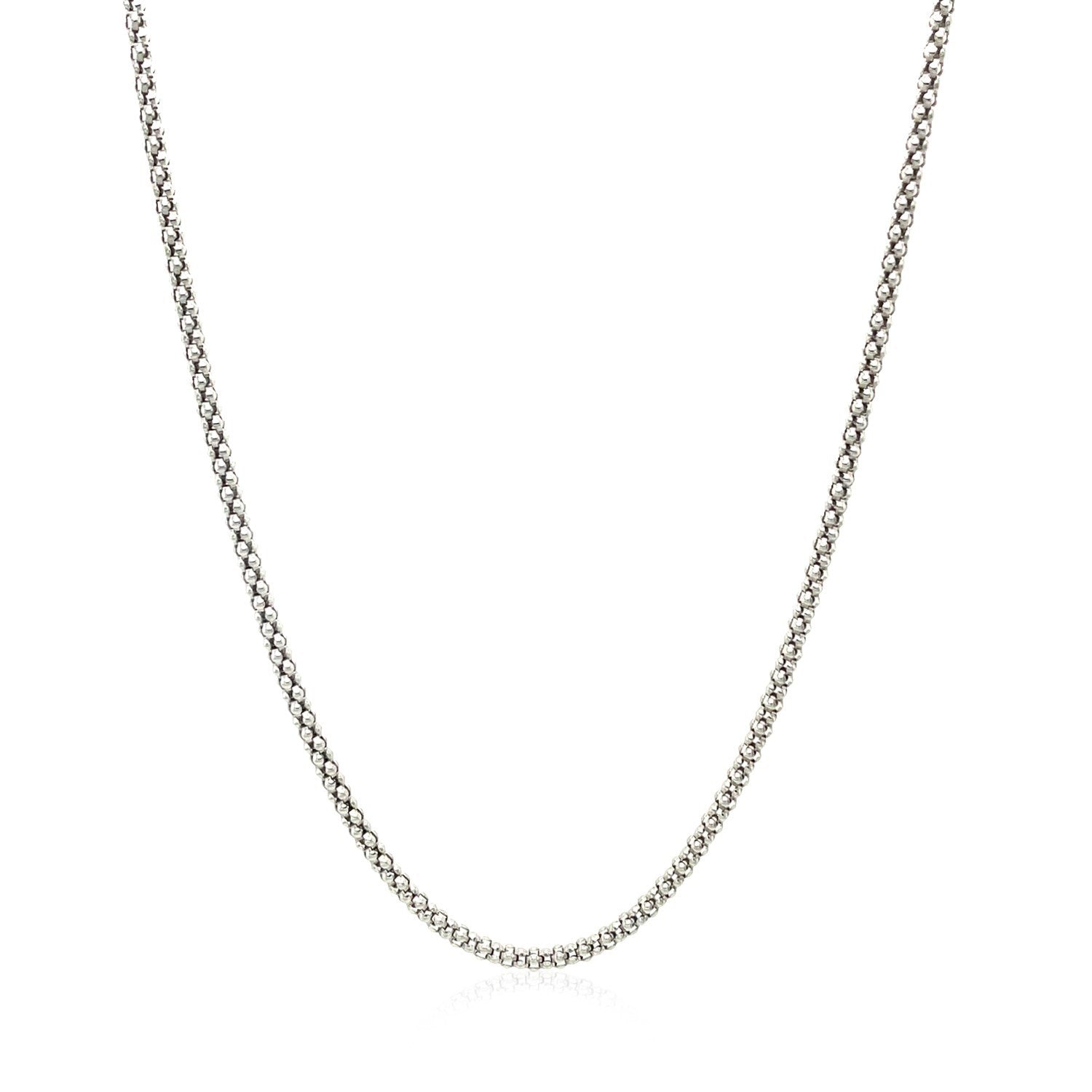 Rhodium Plated 1.8mm Sterling Silver Popcorn Style Chain on sale at MyriadMart