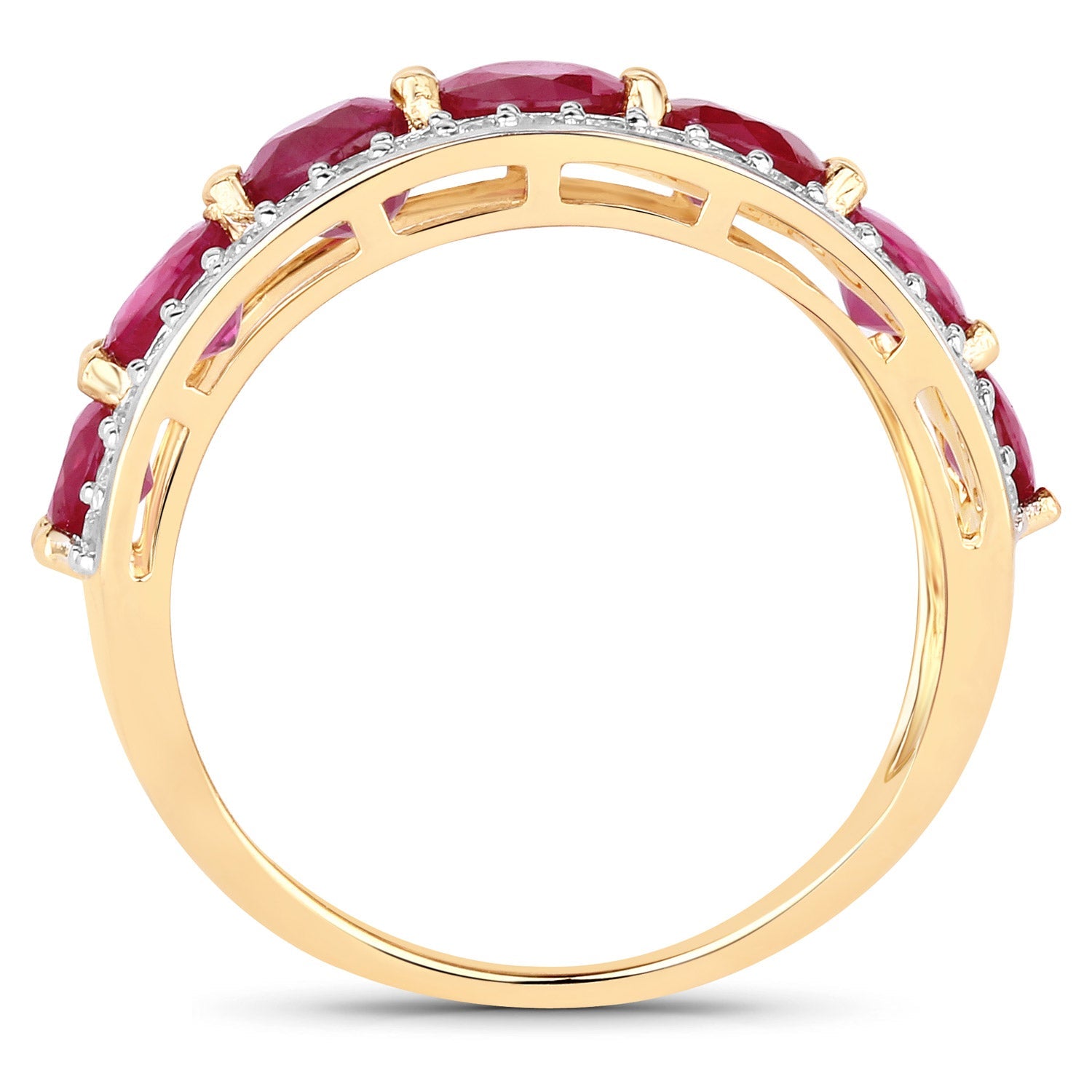 3.24 Carat Genuine Ruby and White Diamond 14K Yellow Gold Ring on sale at MyriadMart