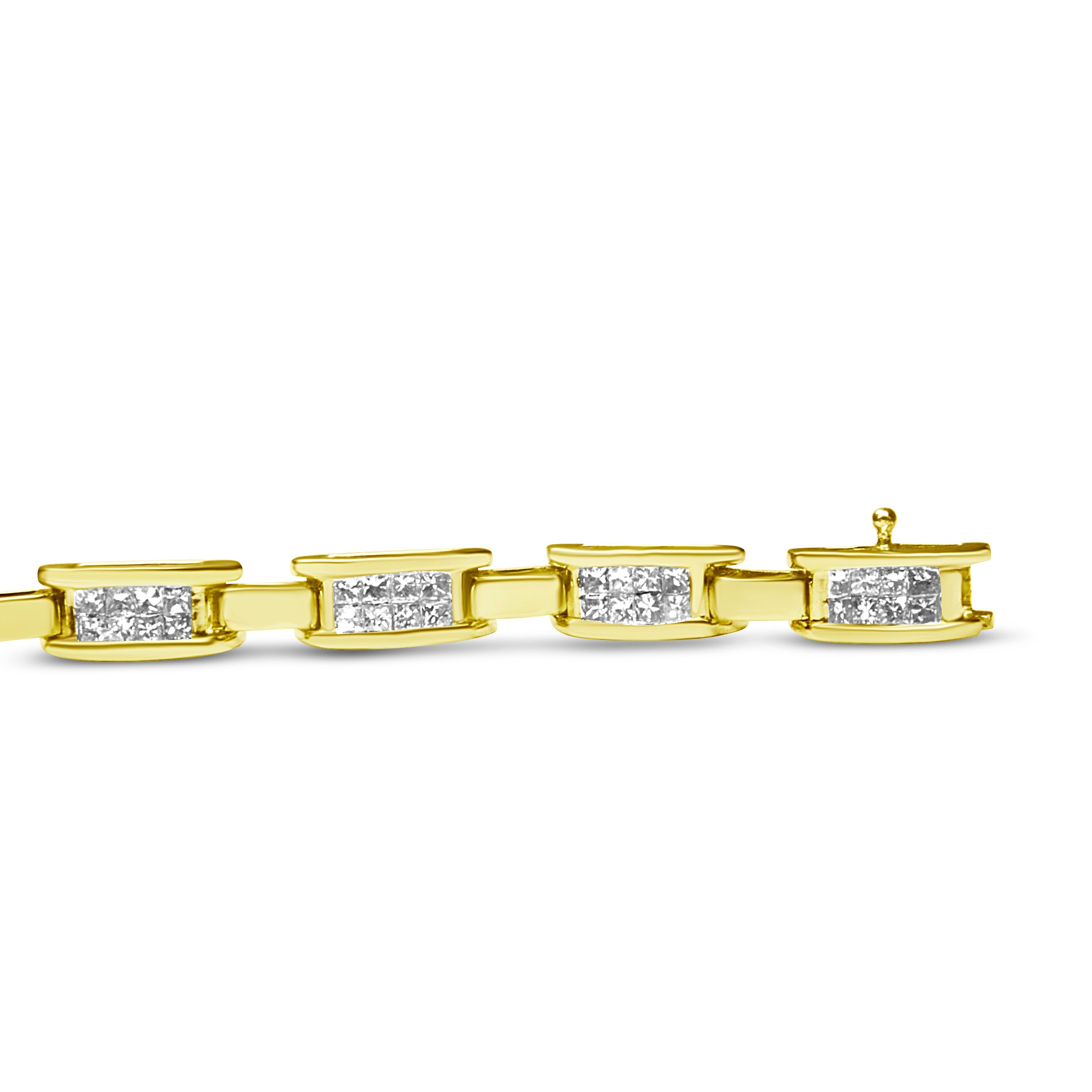 10K Yellow Gold 2.0 Cttw Invisible-Set Princess Cut Diamond Rectangular Link Bracelet I-J Color, SI2-I1 Clarity - 7" on sale at MyriadMart