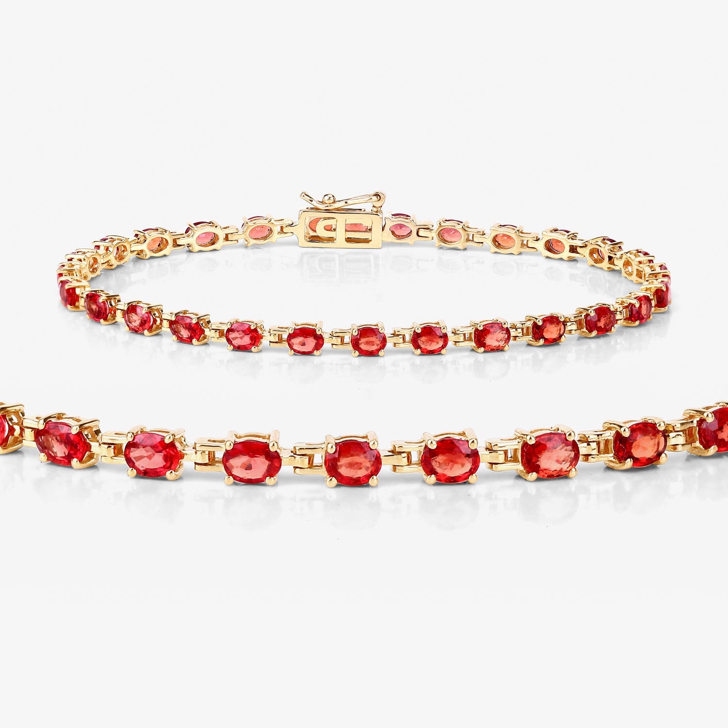 7.00 Carat Genuine Orange Sapphire 14K Yellow Gold Bracelet on sale at MyriadMart
