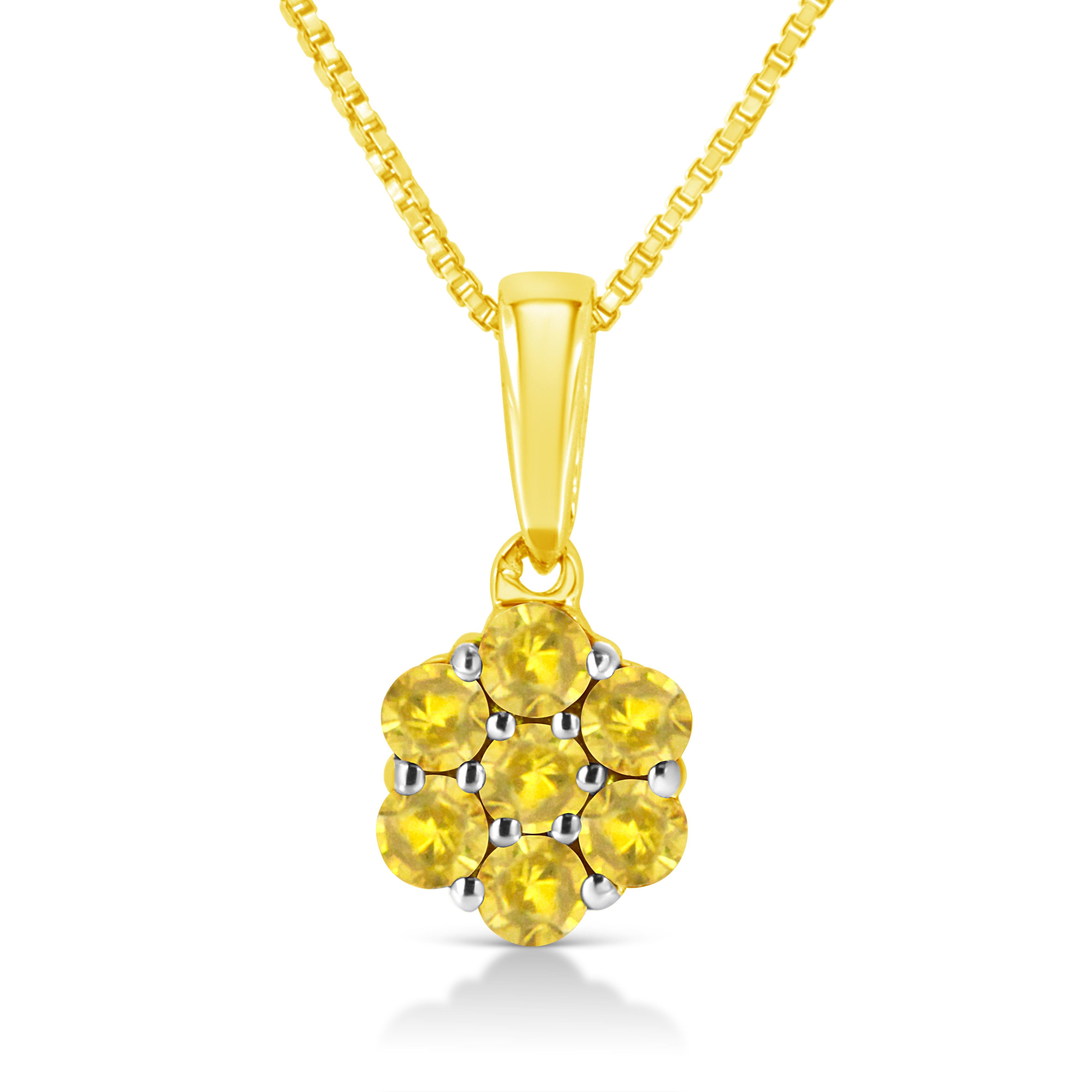 .925 Sterling Silver 1/2 Cttw Prong Set Treated Green Diamond Floral Cluster 18" Pendant Necklace Green Color, I1-I2 Clarity on sale at MyriadMart